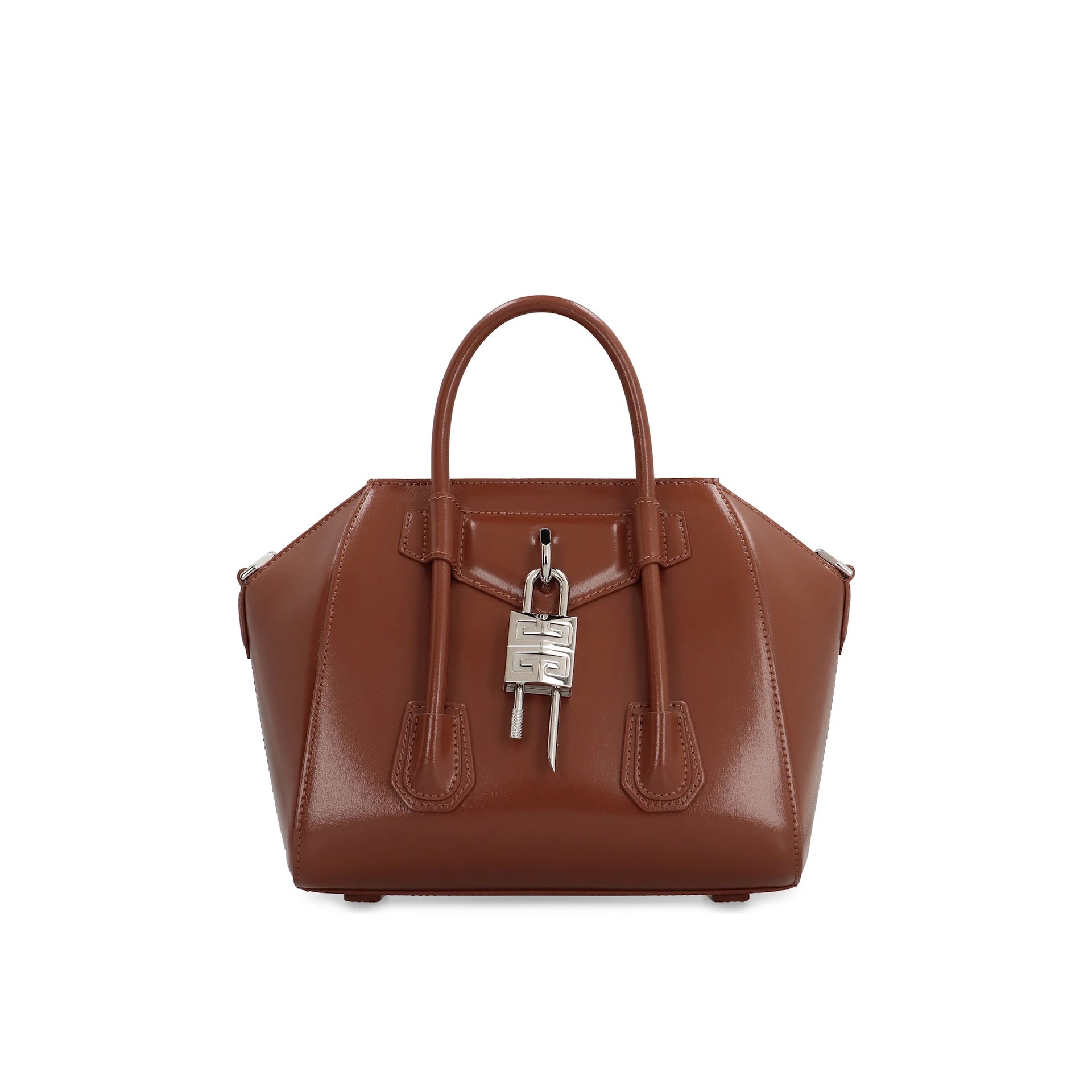 Givenchy Antigona Lock Mini Leather Handbag-WOMEN BAGS-Givenchy-BROWN-UNI-ARCHIVIST