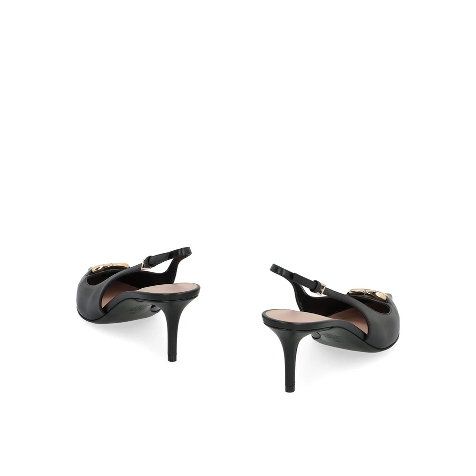Valentino Garavani-Valentino Garavani Leather Slingback Pumps-WOMEN SHOES-Black-Deal-Outlet-by-ARCHIVIST