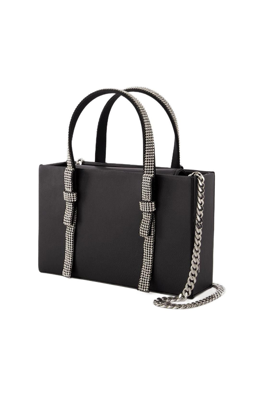 Bow Midi Handbag - Kara - Leather - Black
