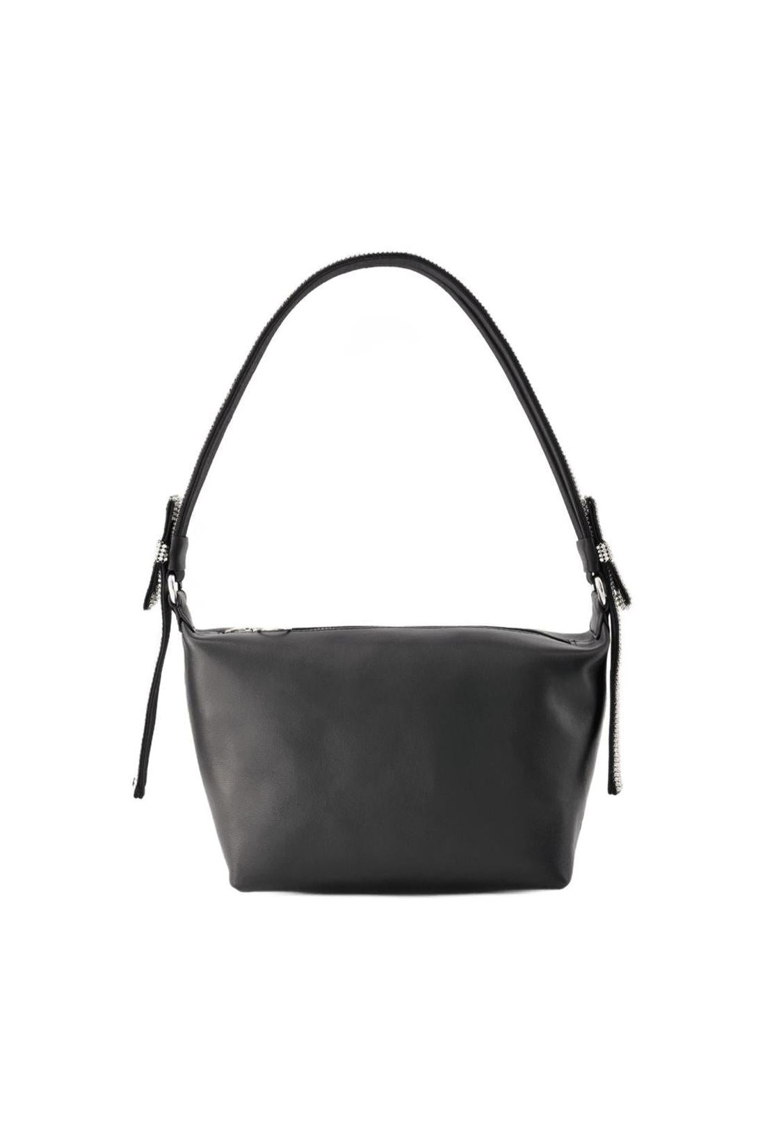Double Bow Pouch Handbag - Kara - Leather - Black