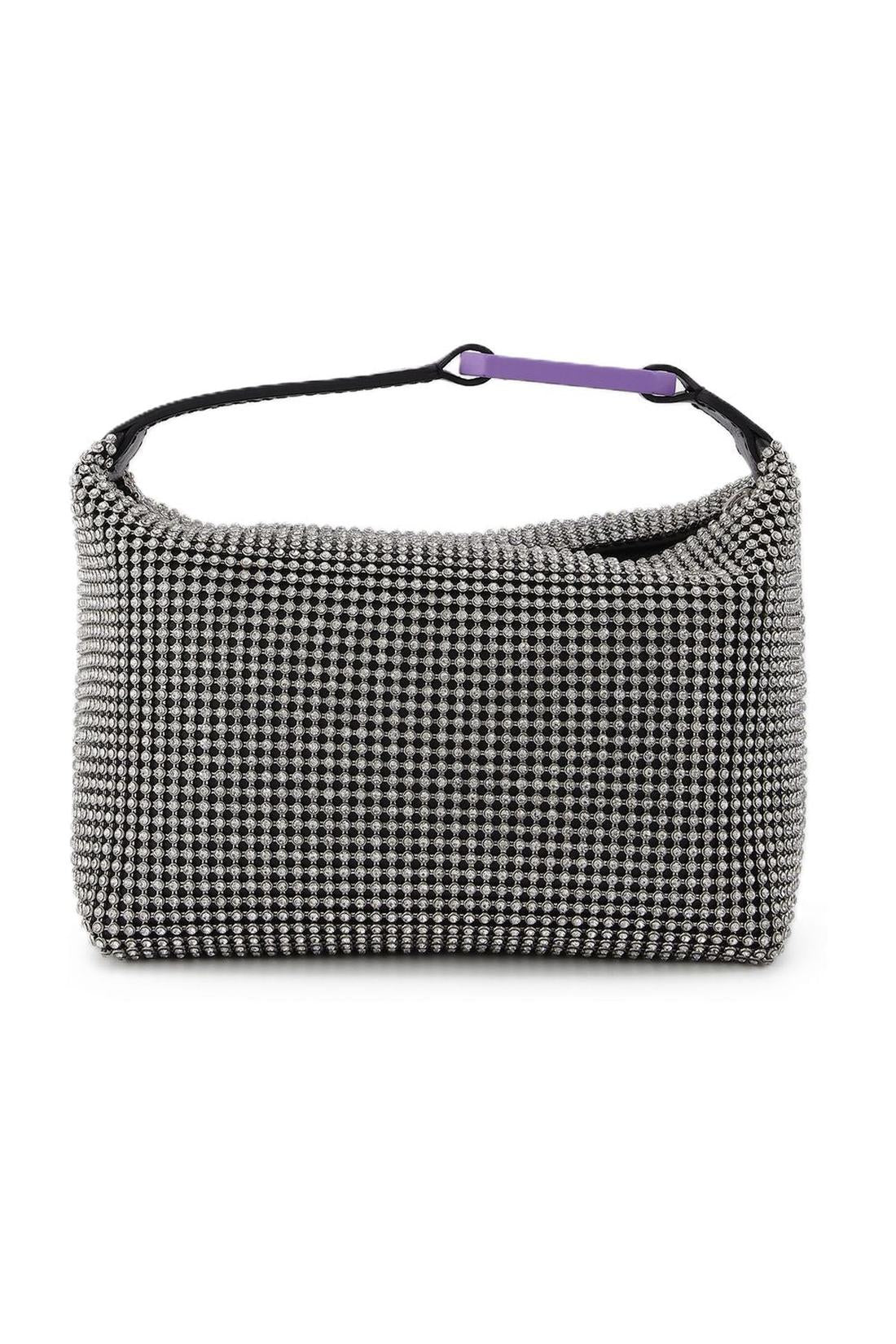 Sac Moonbag en cuir noir et cristaux