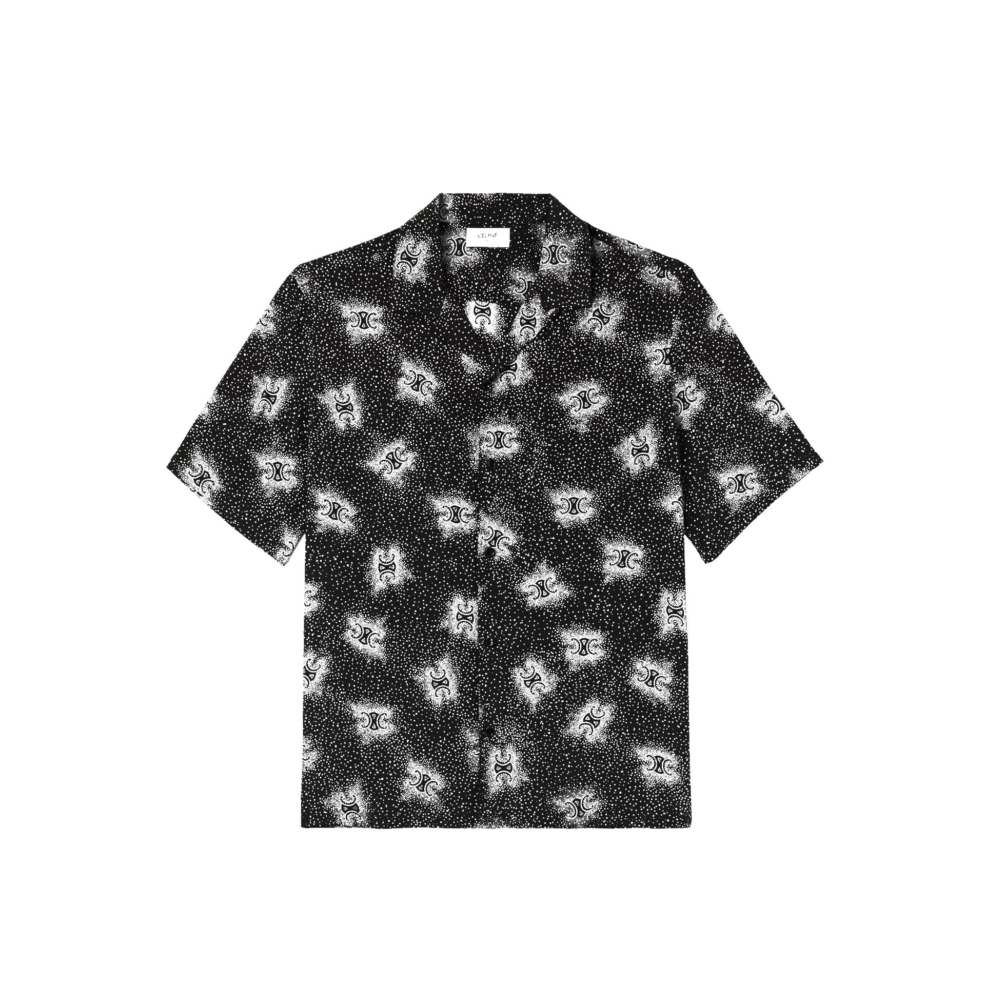 Celine Logo-Print Polka-Dot Silk Shirt