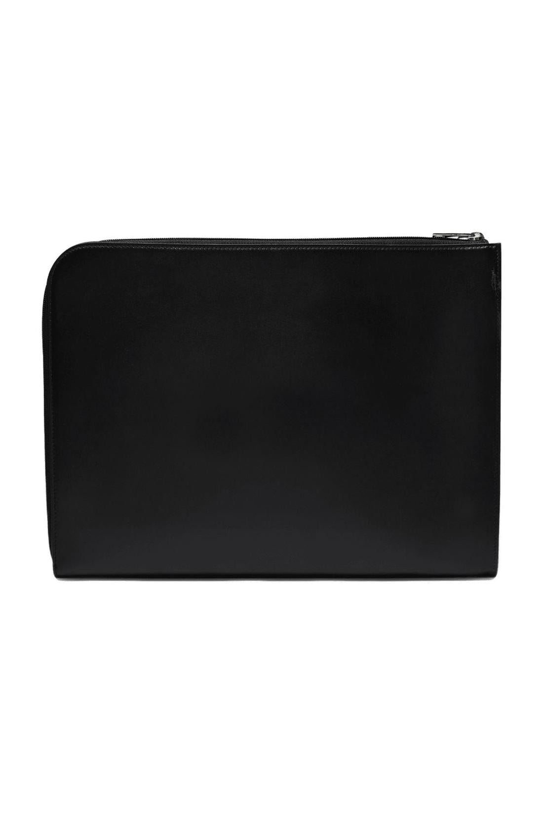 A4 clutch with zipper in black leather