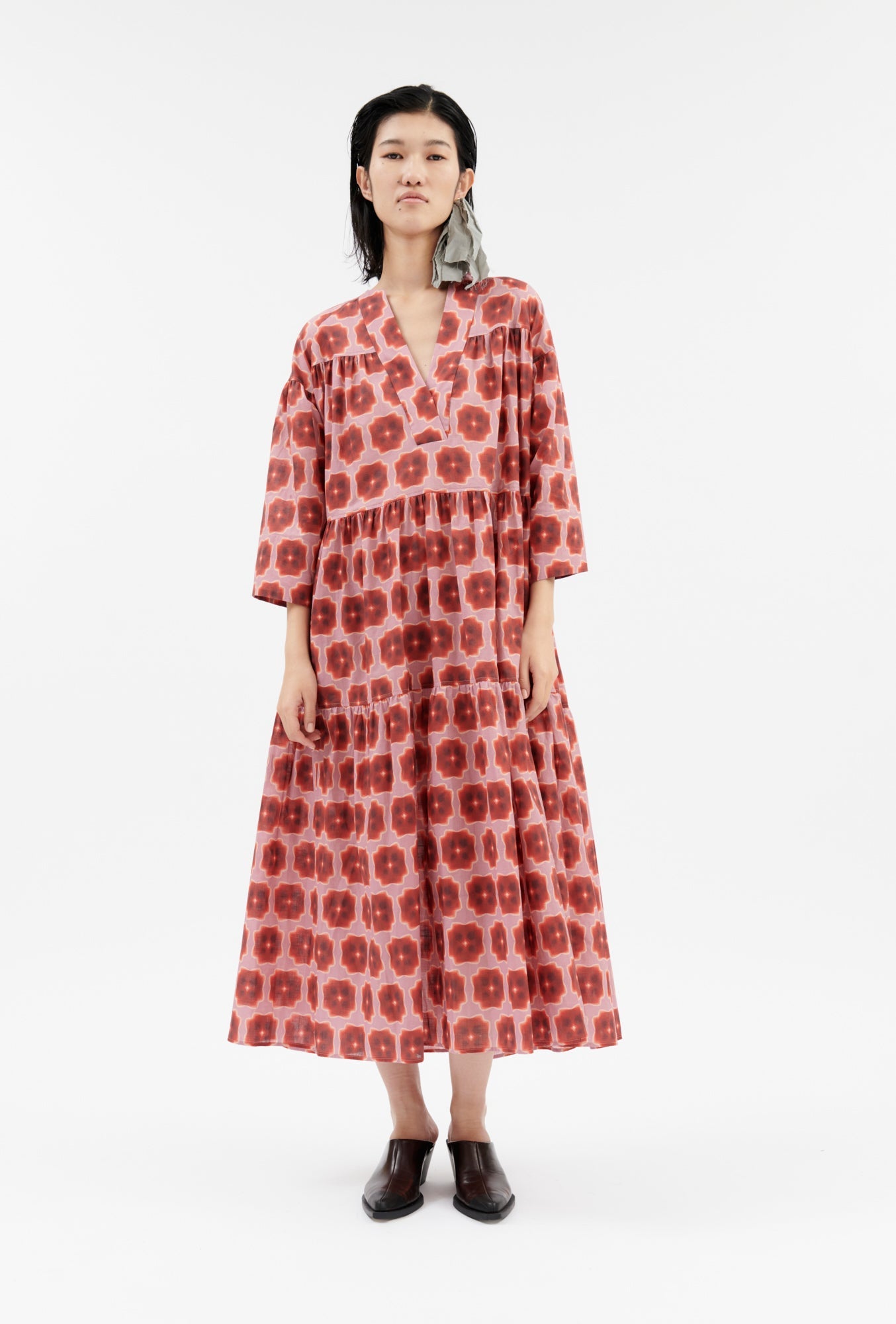 Odeeh-Abstract Pansies Kleid, Rusty Red-Kleider & Röcke-Black-Deal-Outlet-by-ARCHIVIST