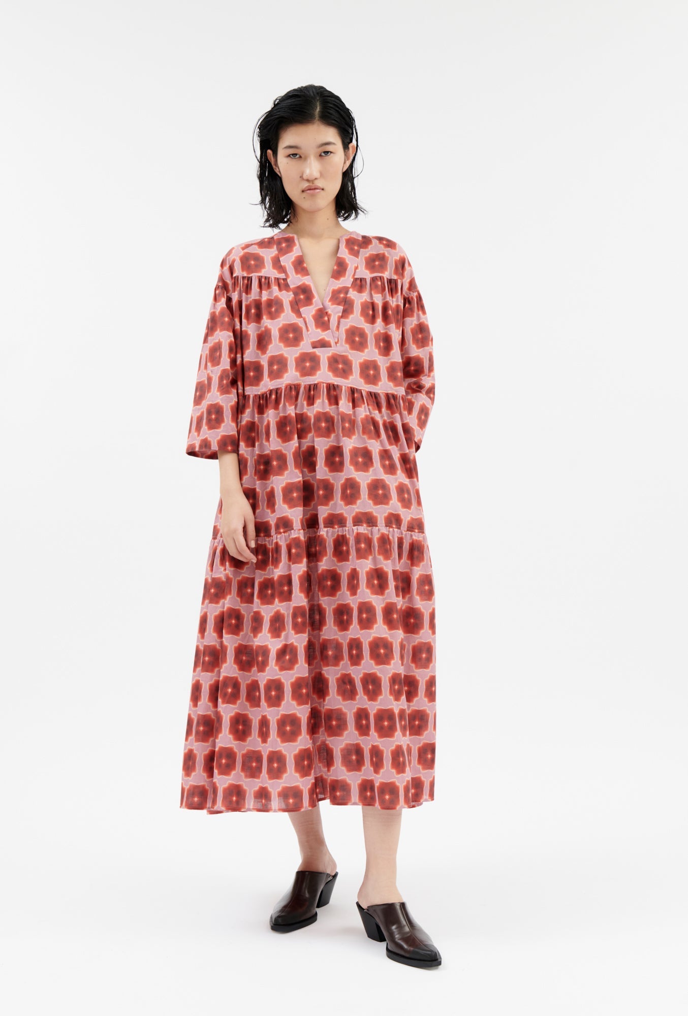 Odeeh-Abstract Pansies Kleid, Rusty Red-Kleider & Röcke-Black-Deal-Outlet-by-ARCHIVIST