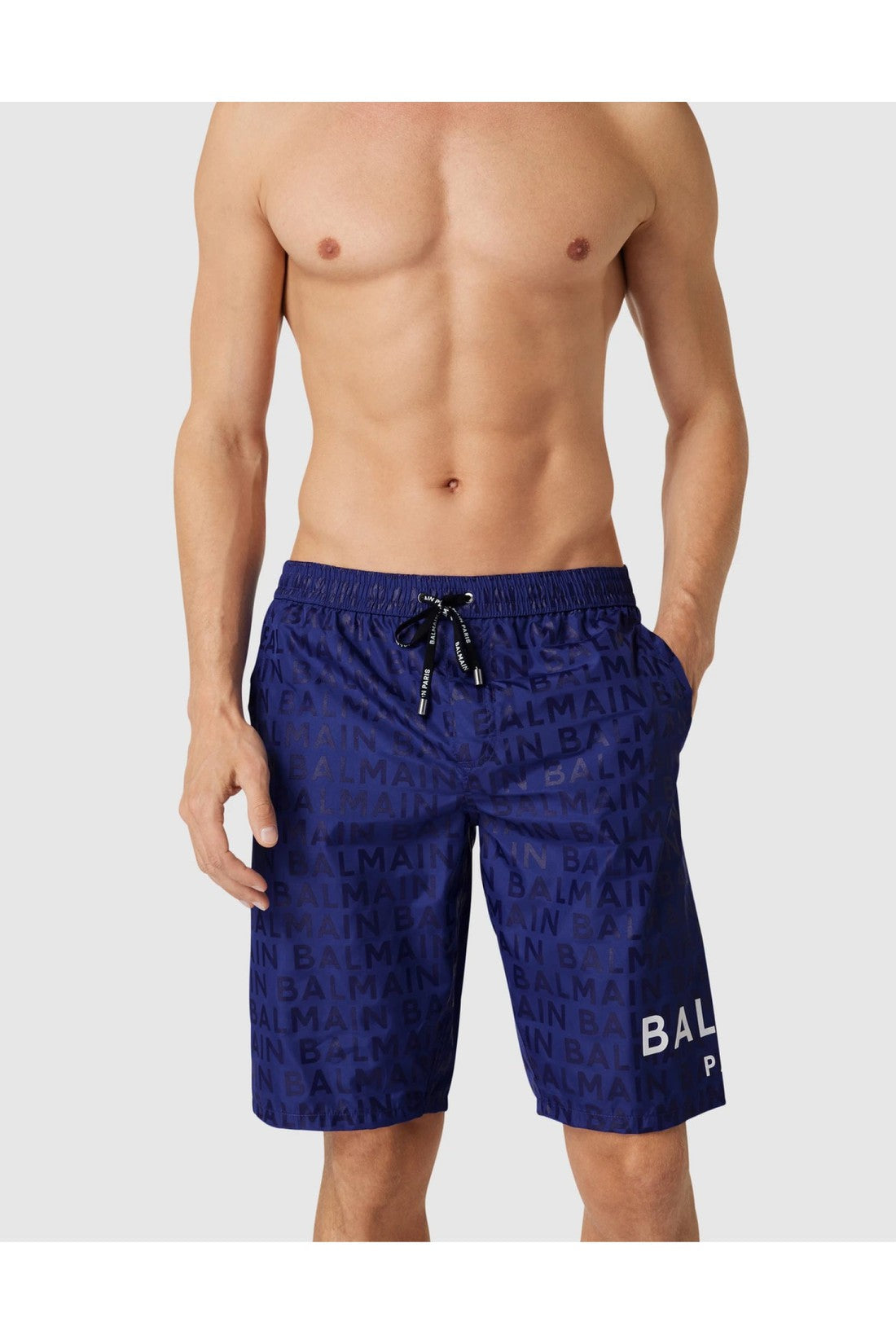 Balmain-OUTLET-SALE-All-Over Logo Surfer Swim Shorts-ARCHIVIST