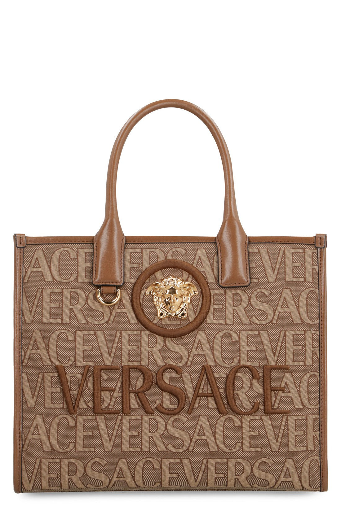 Versace-OUTLET-SALE-All over logo canvas tote-ARCHIVIST