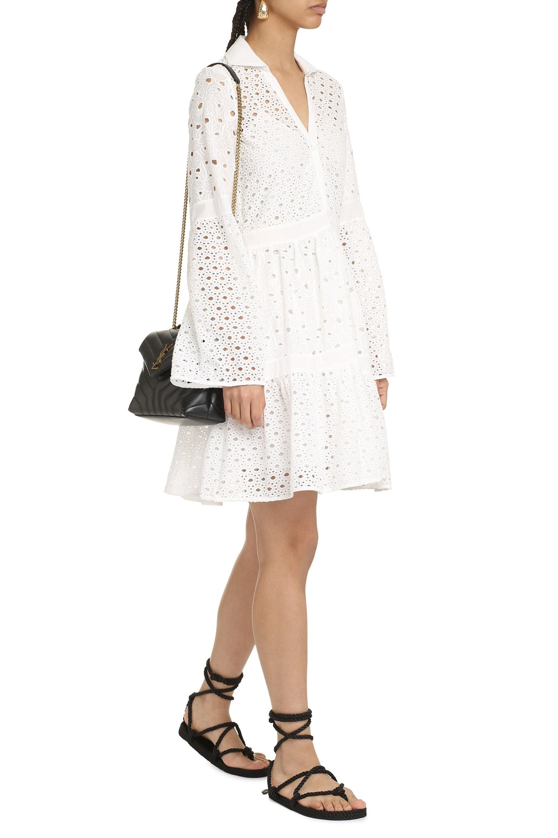 Pinko-OUTLET-SALE-Anacapri Broderie anglaise dress-ARCHIVIST