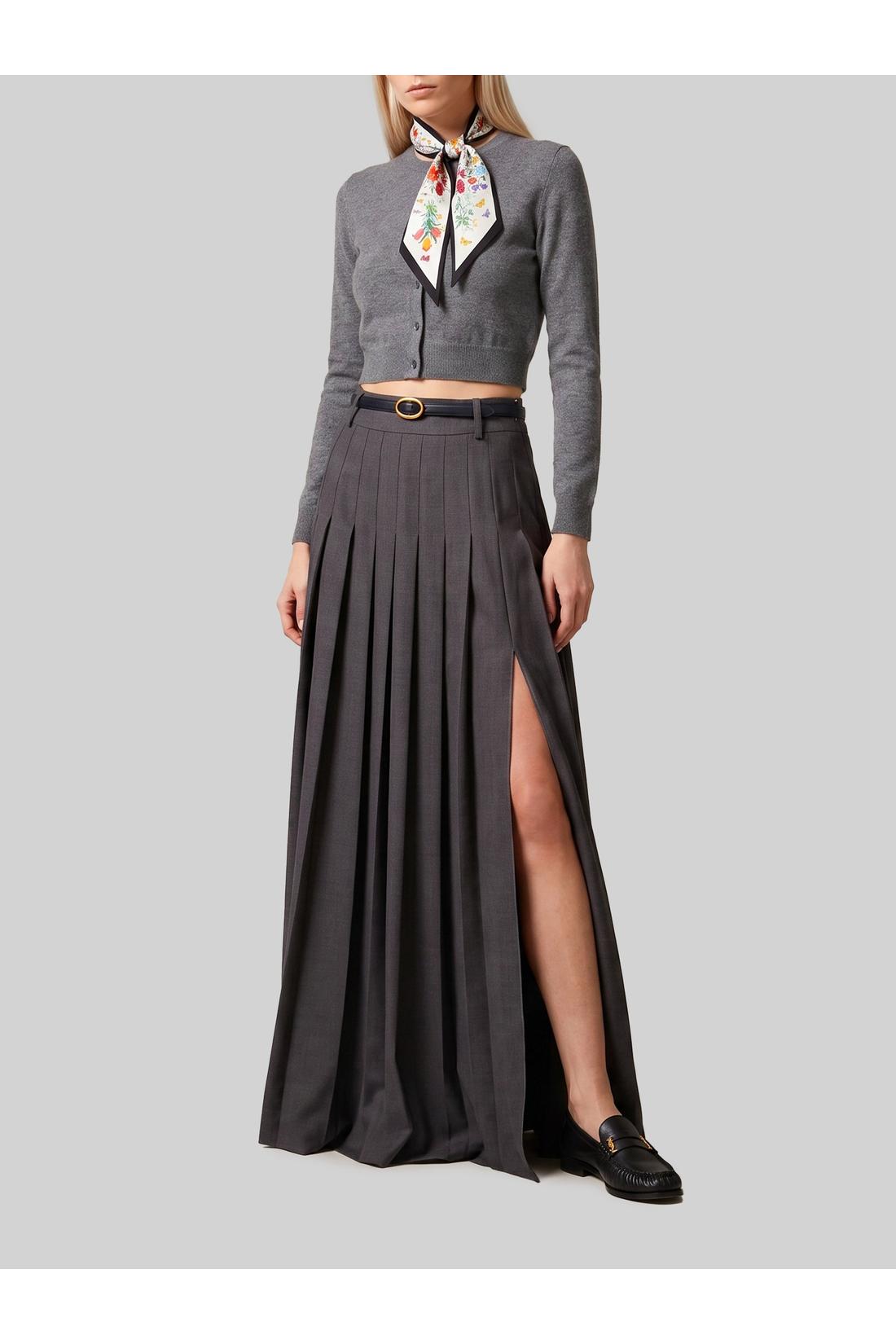 Sutton new york-OUTLET-SALE-Anthracite maxi pleated skirt-ARCHIVIST