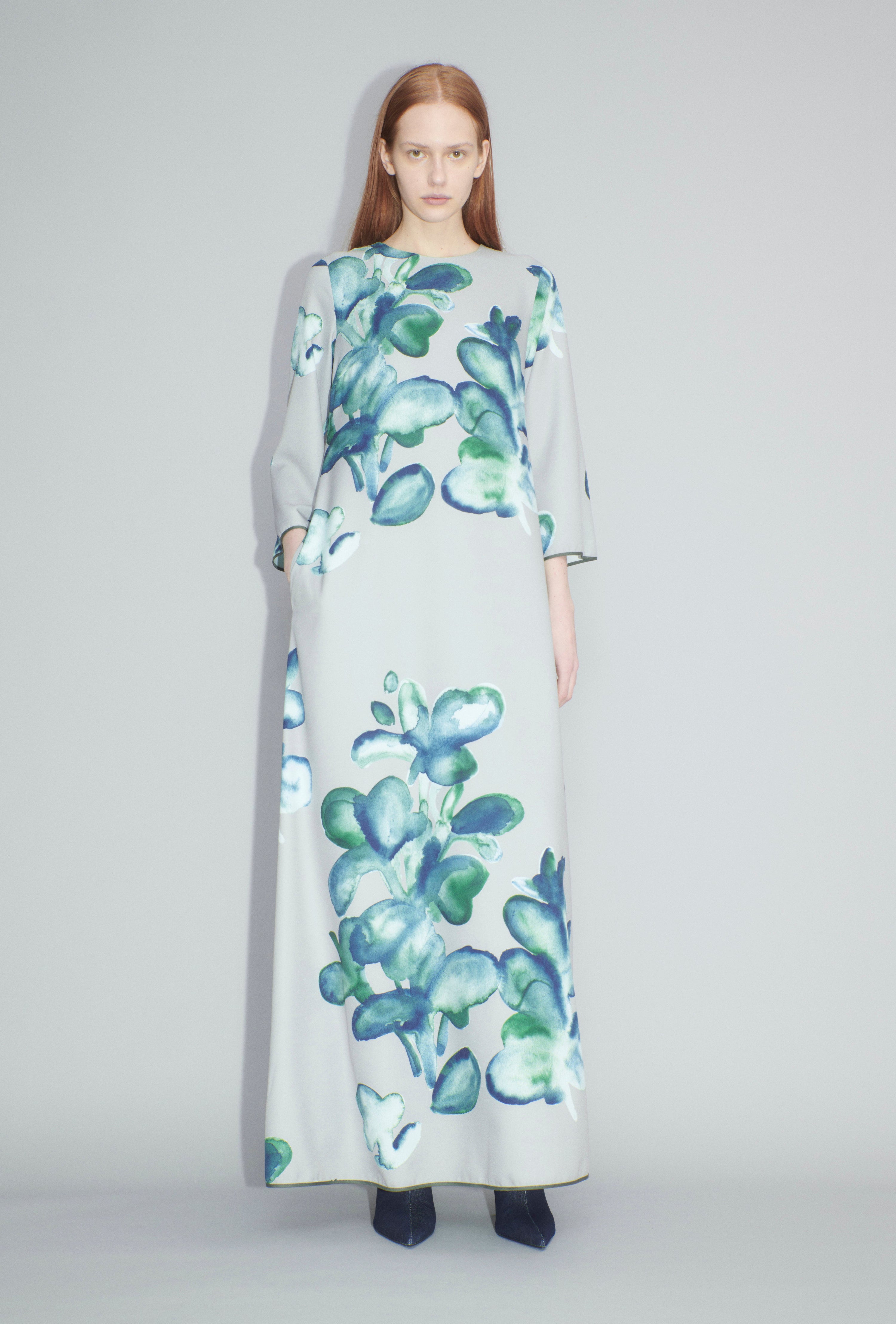 Aquarell Flowers Kleid-Kleider & Röcke-Odeeh-34-Pale Silver-ARCHIVIST