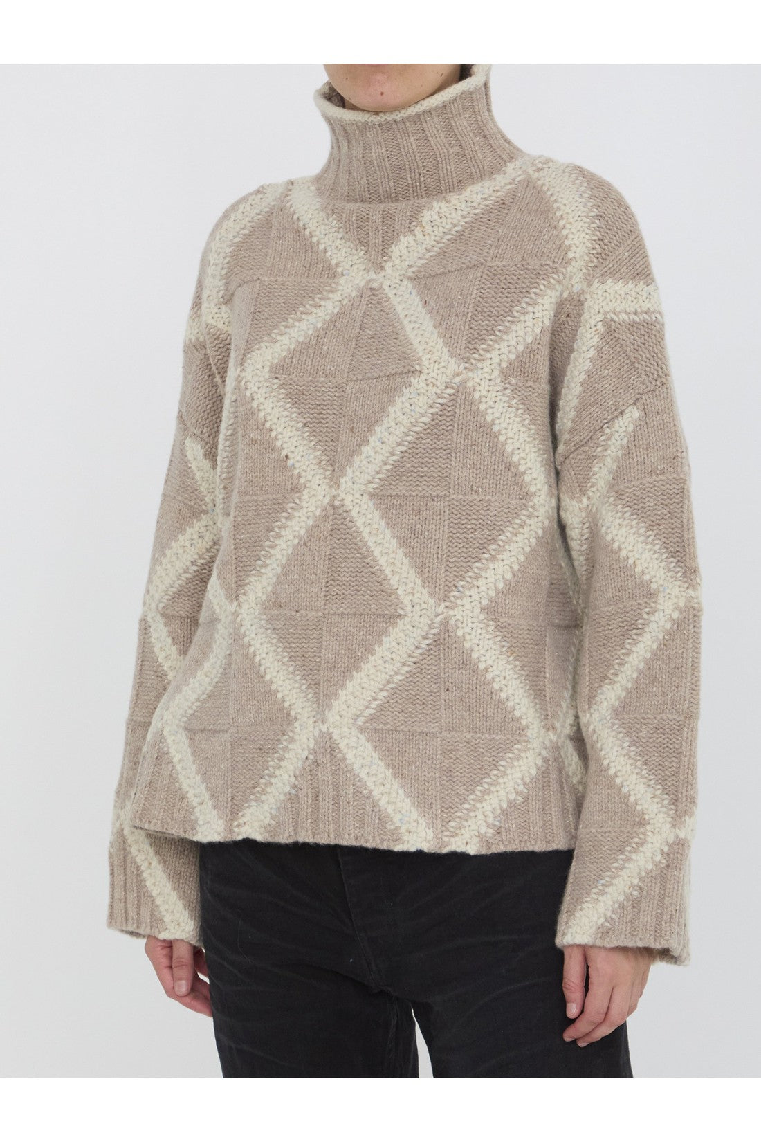 BOTTEGA VENETA-OUTLET-SALE-Argyle intarsia sweater-ARCHIVIST