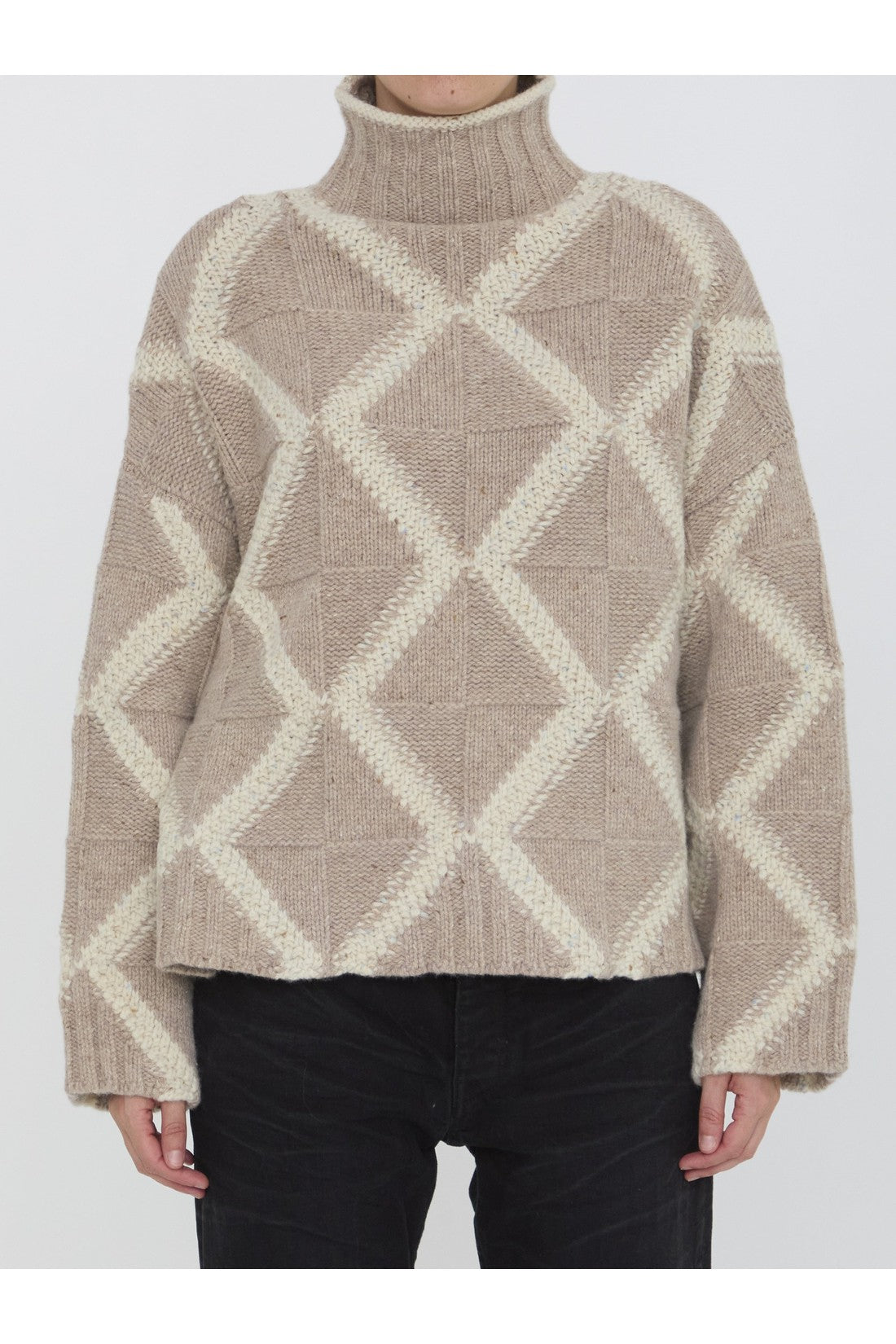 BOTTEGA VENETA-OUTLET-SALE-Argyle intarsia sweater-ARCHIVIST