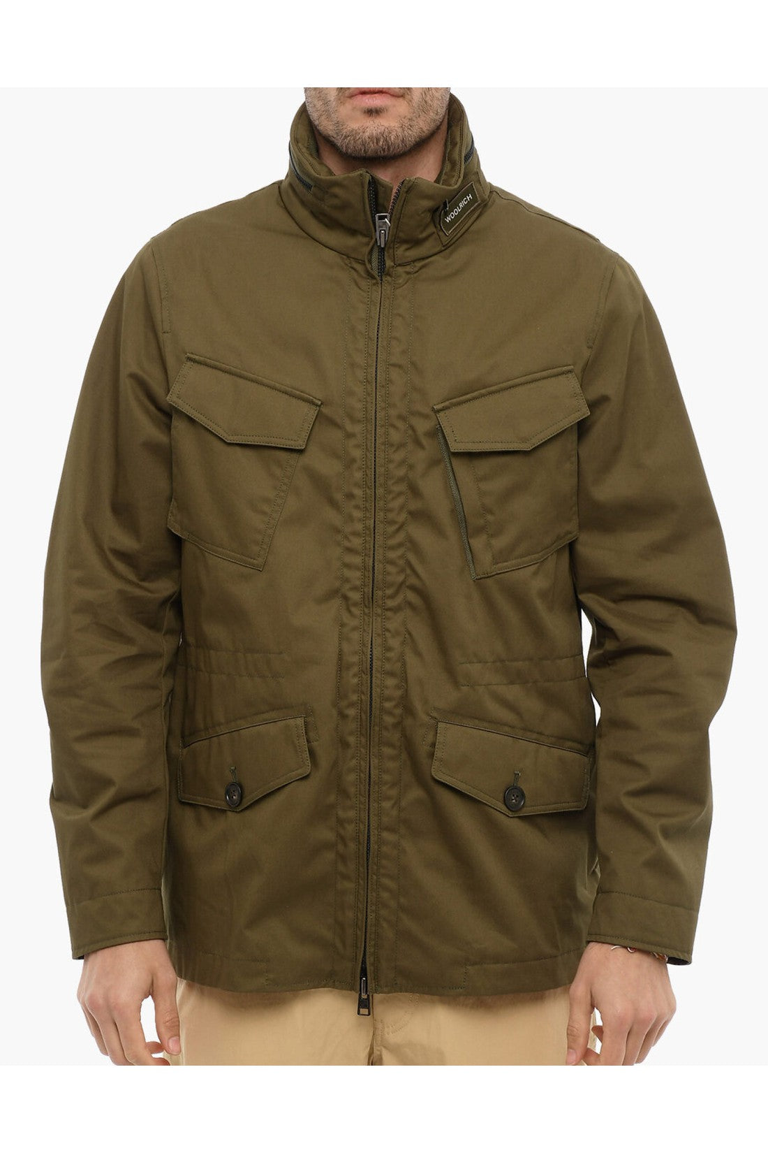 Woolrich-OUTLET-SALE-Army Olive Cotton Utility Field Jacket-ARCHIVIST