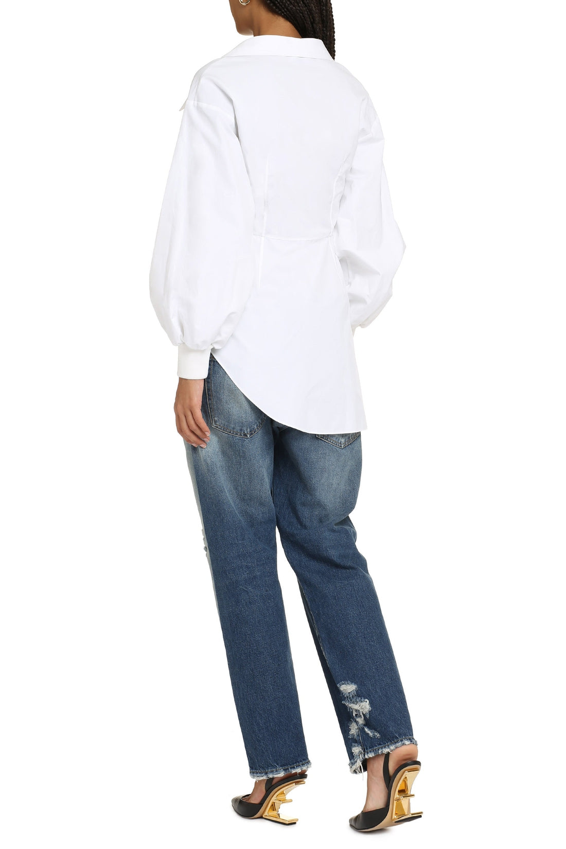 Alexander McQueen-OUTLET-SALE-Asymmetric cotton shirt-ARCHIVIST