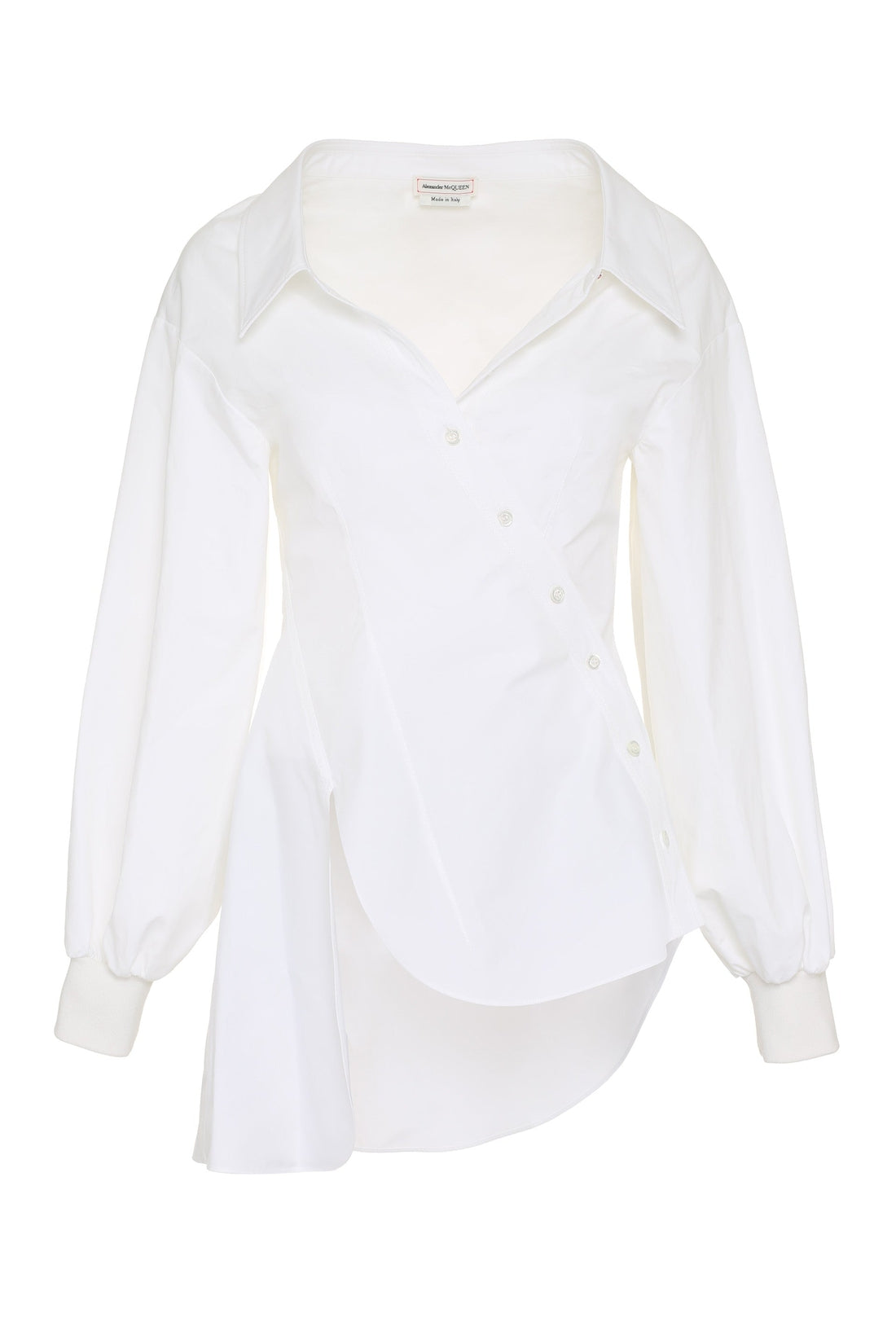 Alexander McQueen-OUTLET-SALE-Asymmetric cotton shirt-ARCHIVIST