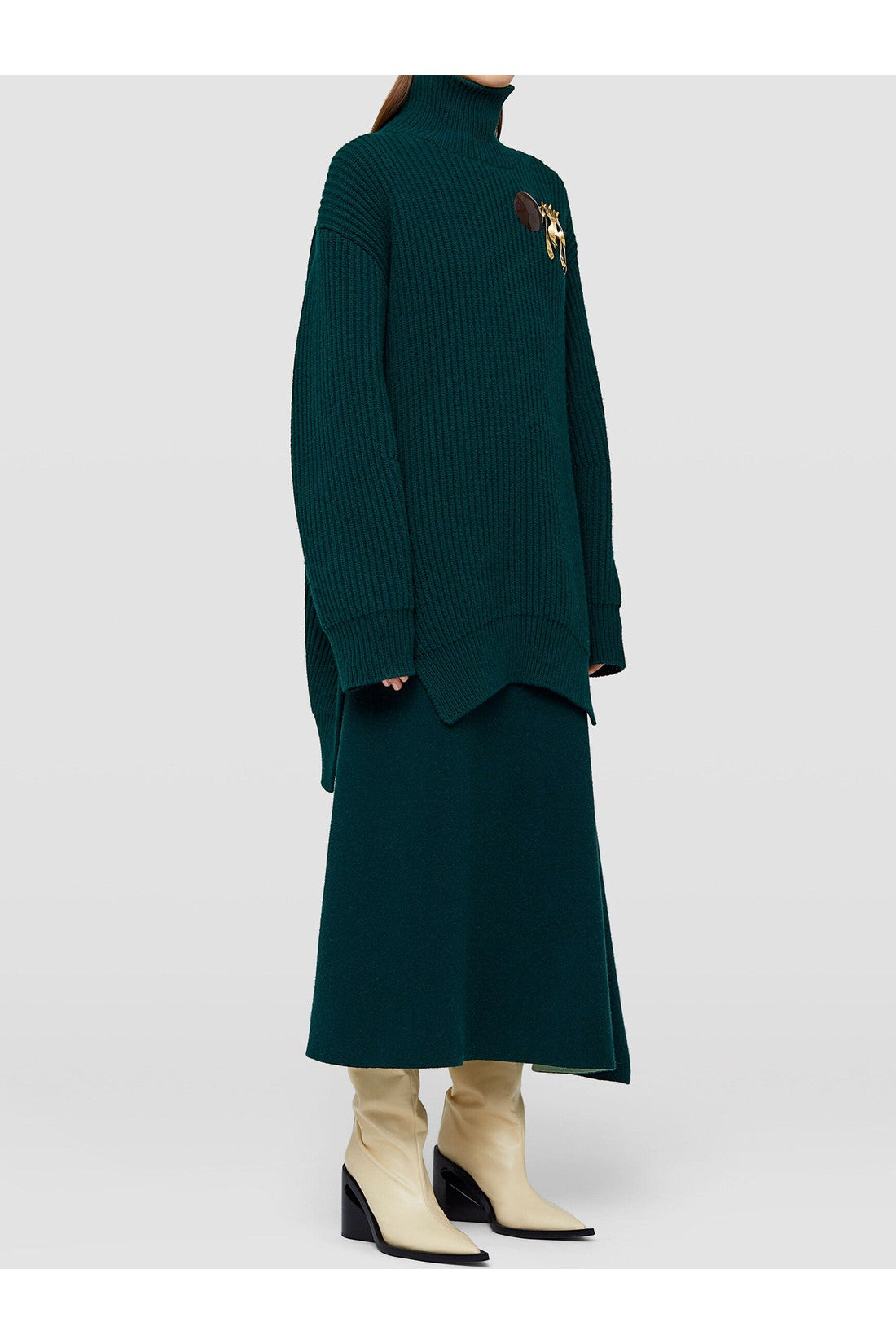 JIL SANDER-OUTLET-SALE-Asymmetrical green skirt-ARCHIVIST