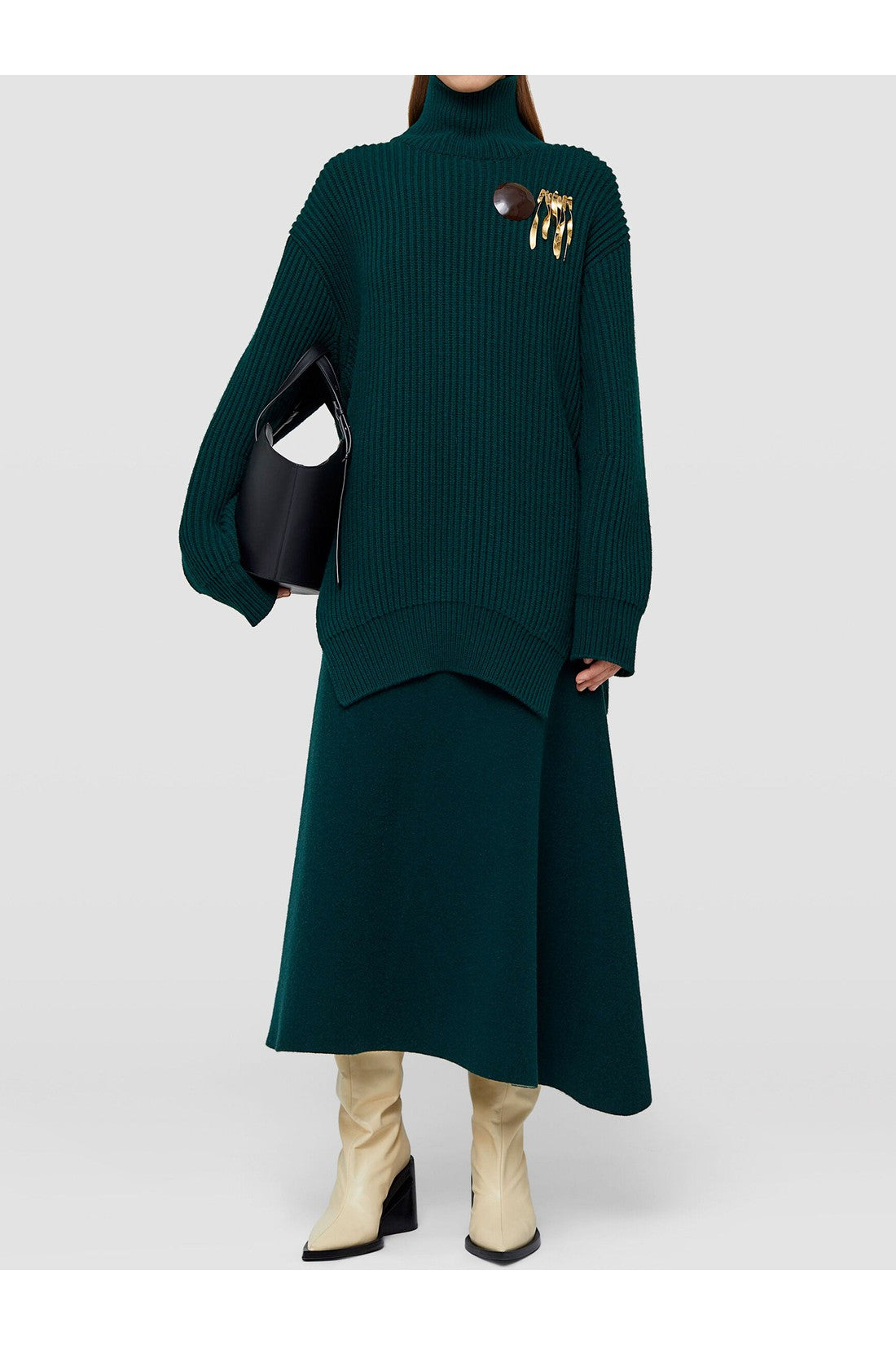 JIL SANDER-OUTLET-SALE-Asymmetrical green skirt-ARCHIVIST