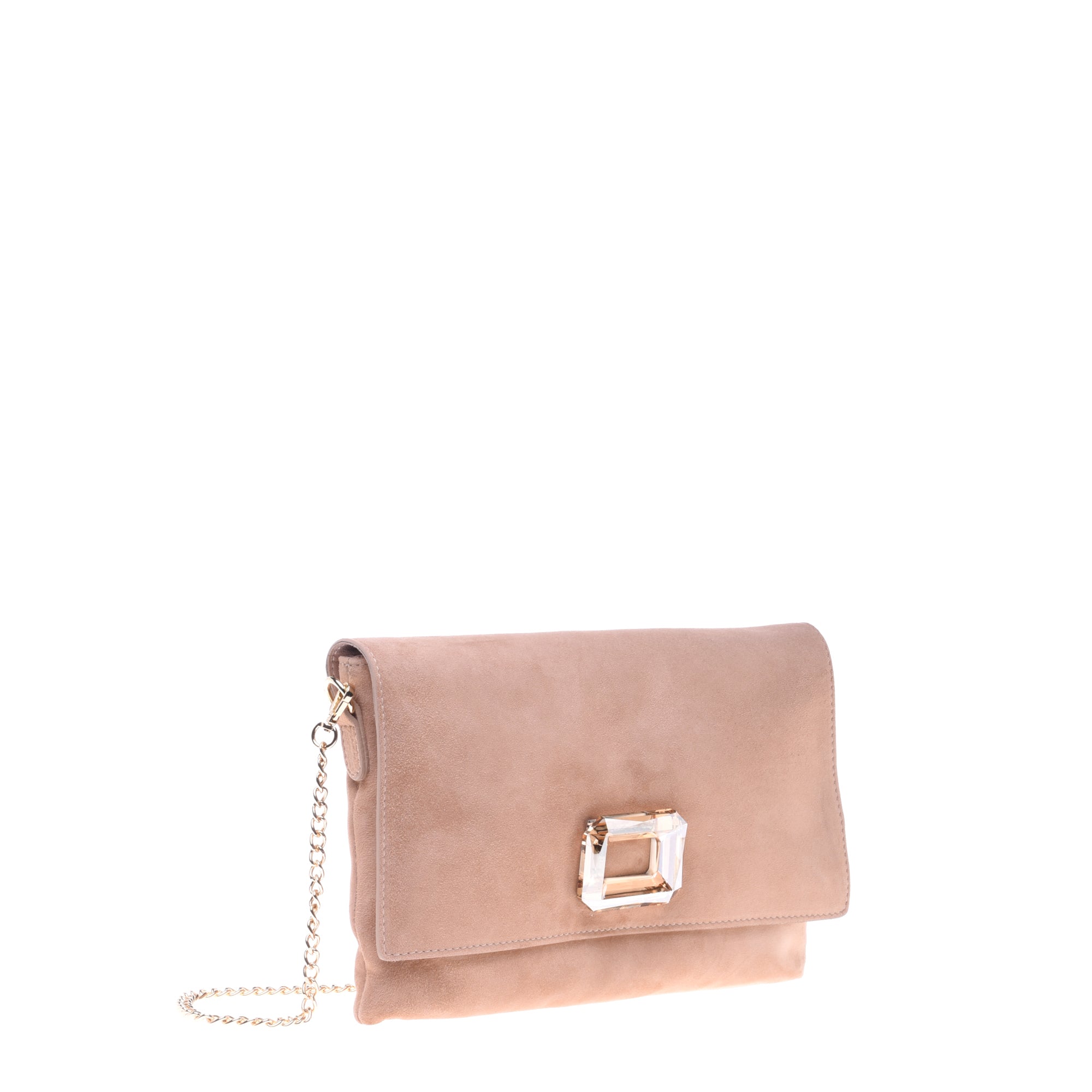Clutch bag in taupe suede