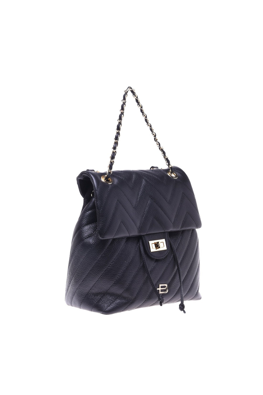 Backpack in black quilted leather