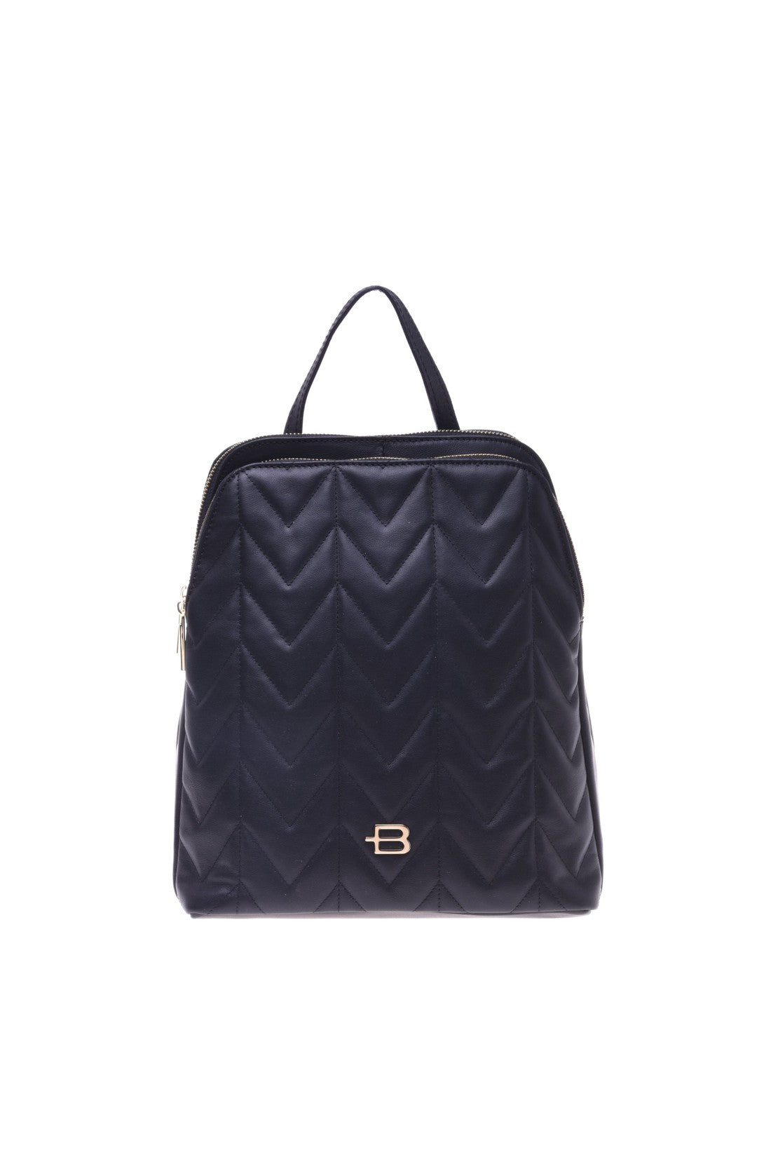 Black quilted leather rucksack