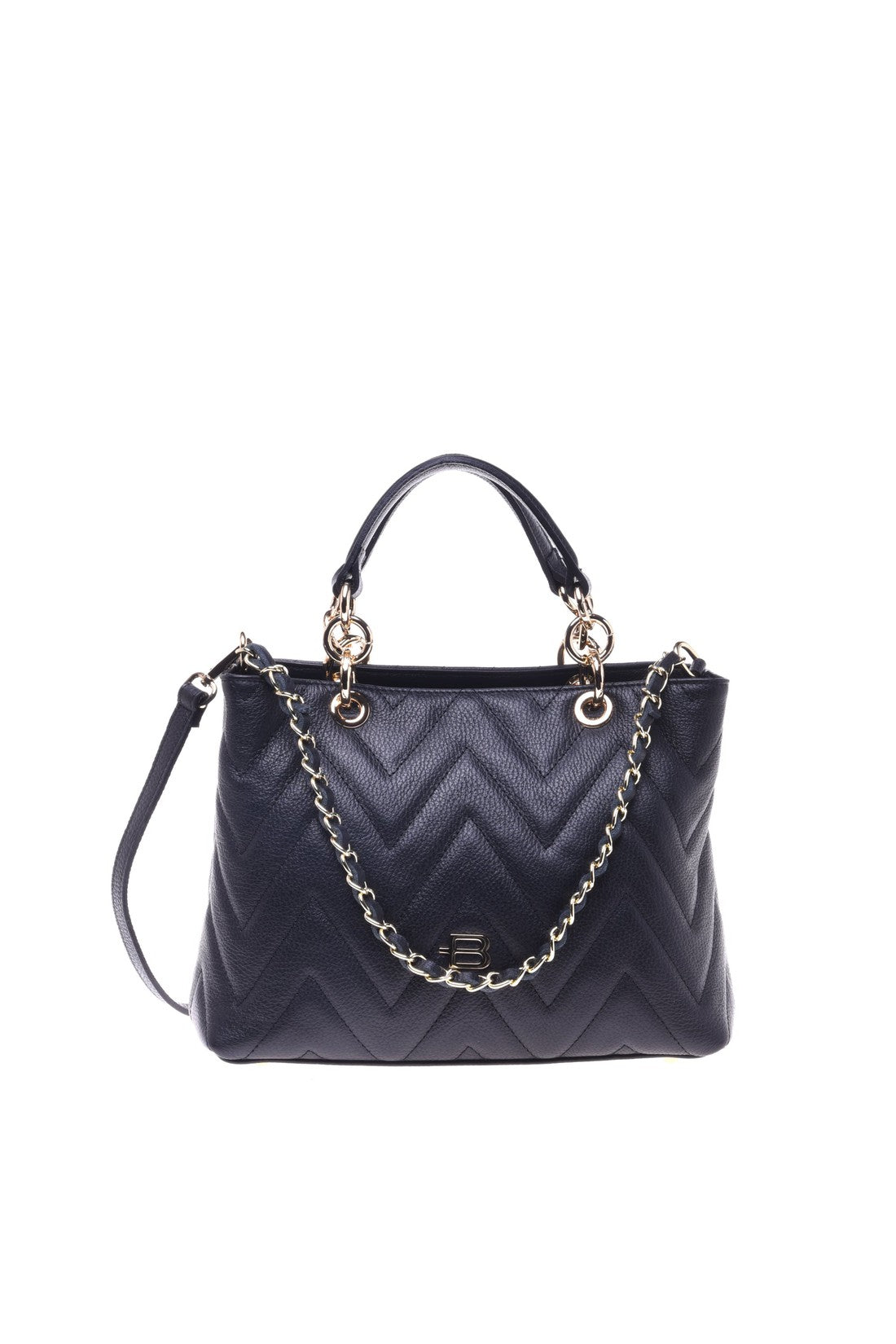 Black quilted leather handbag