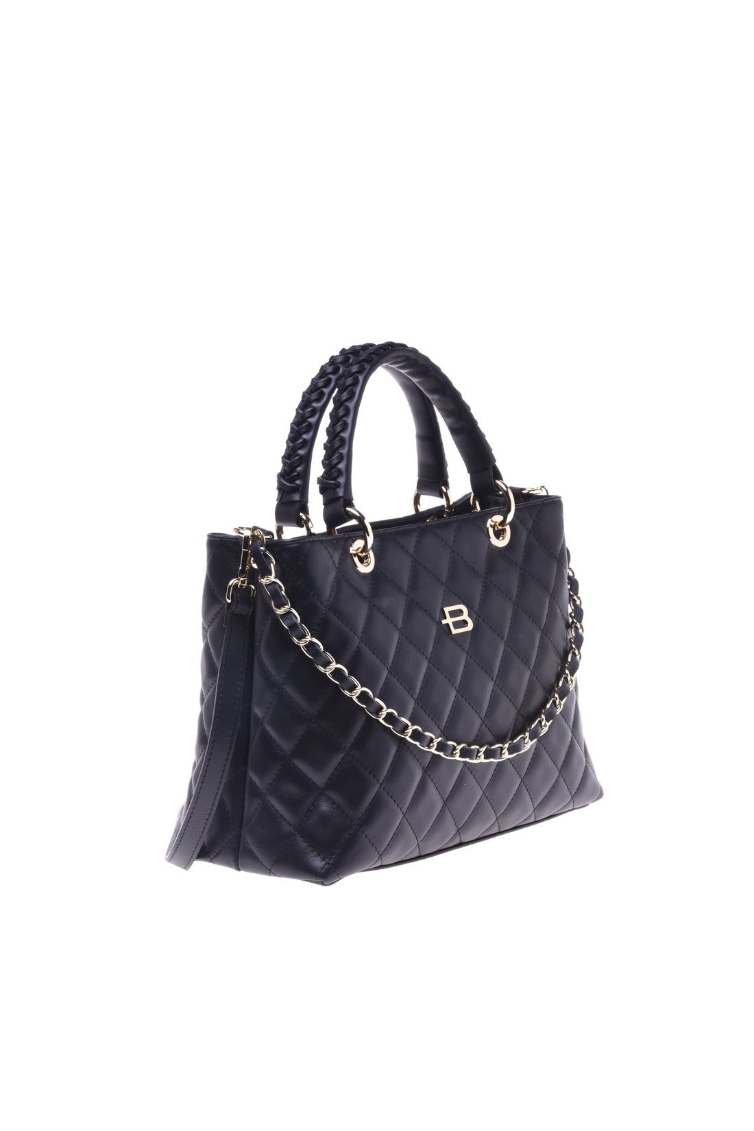 Black quilted leather handbag