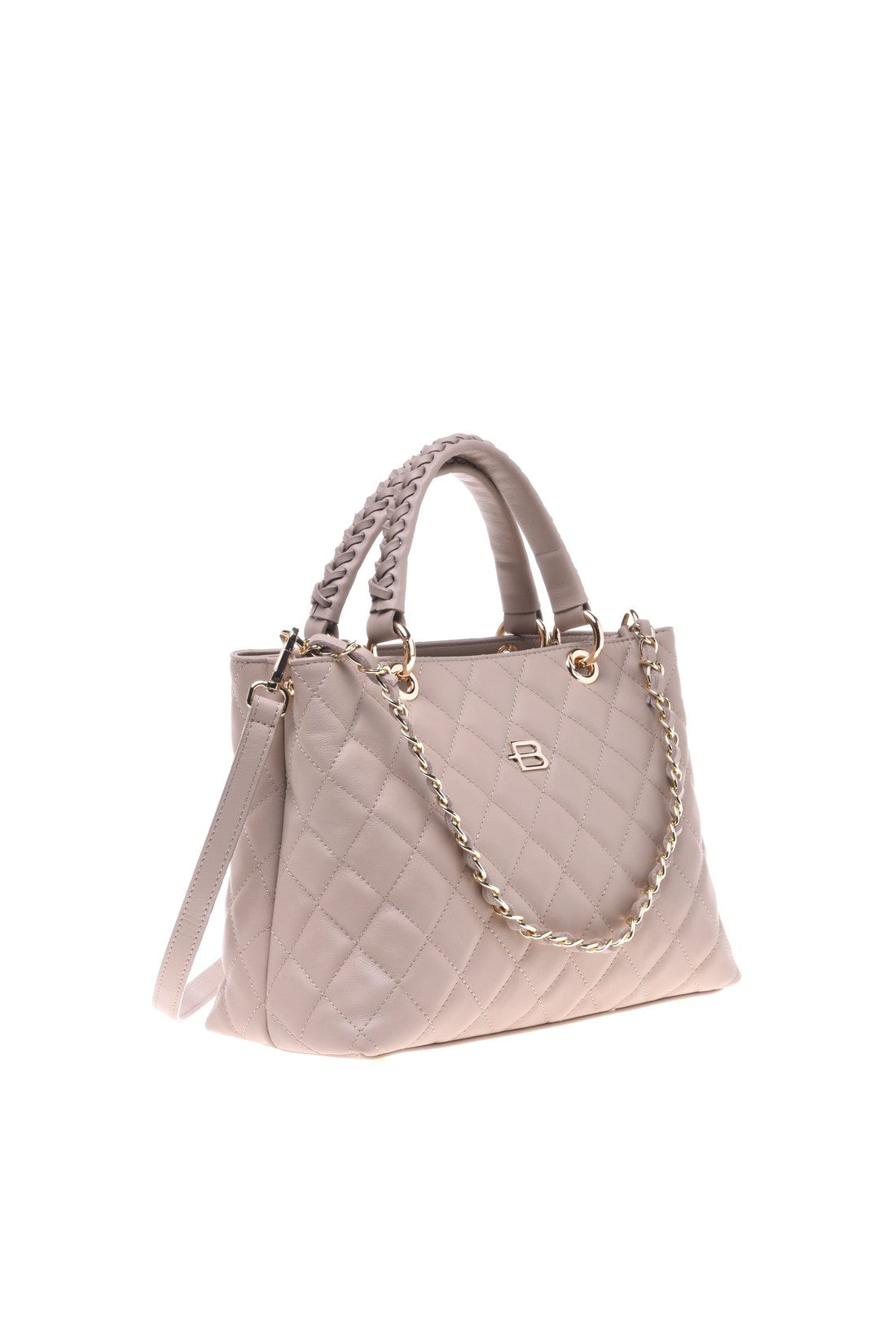 Beige quilted leather handbag