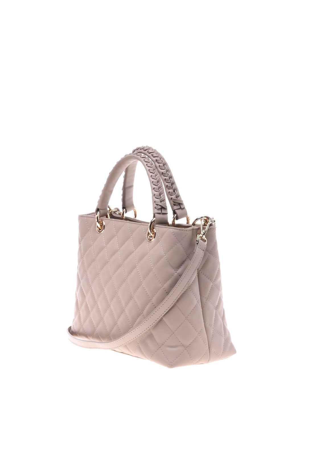 Beige quilted leather handbag