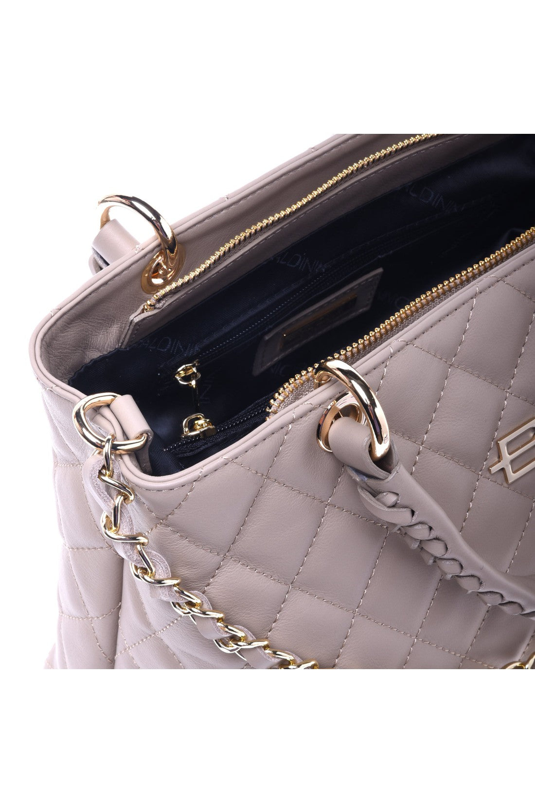 Beige quilted leather handbag