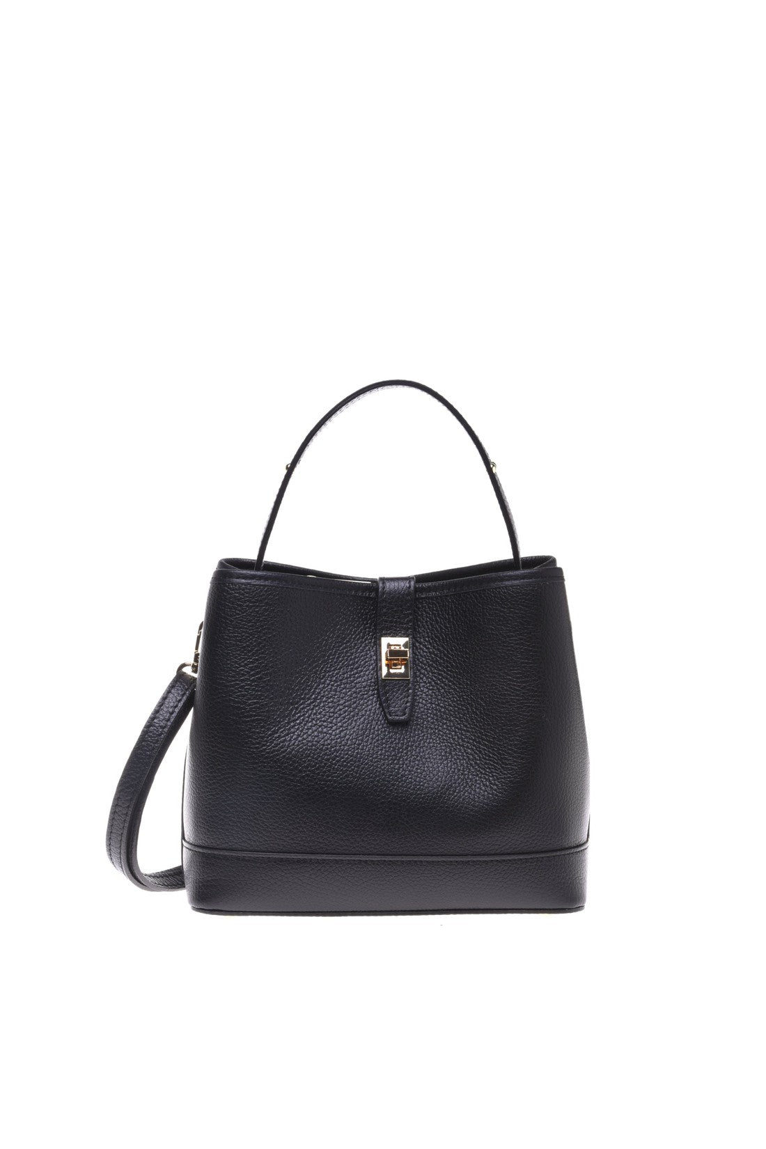 Black tumbled calfskin handbag