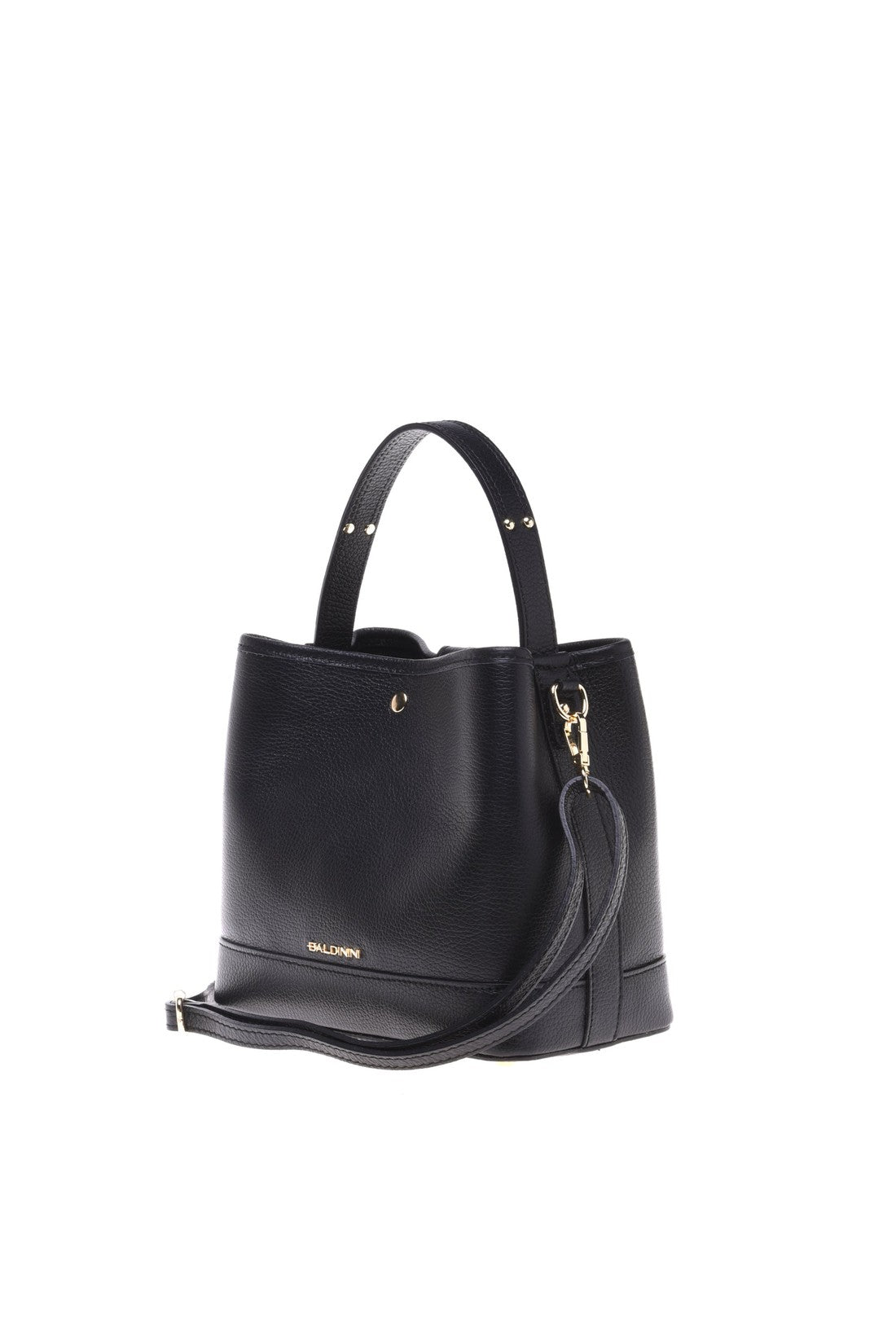 Black tumbled calfskin handbag