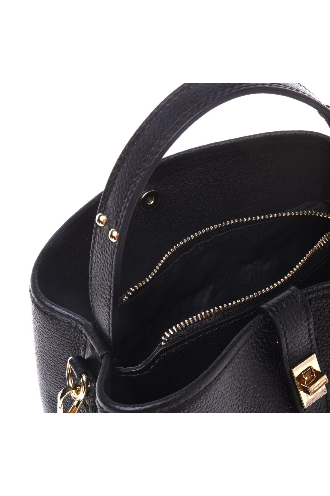 Black tumbled calfskin handbag