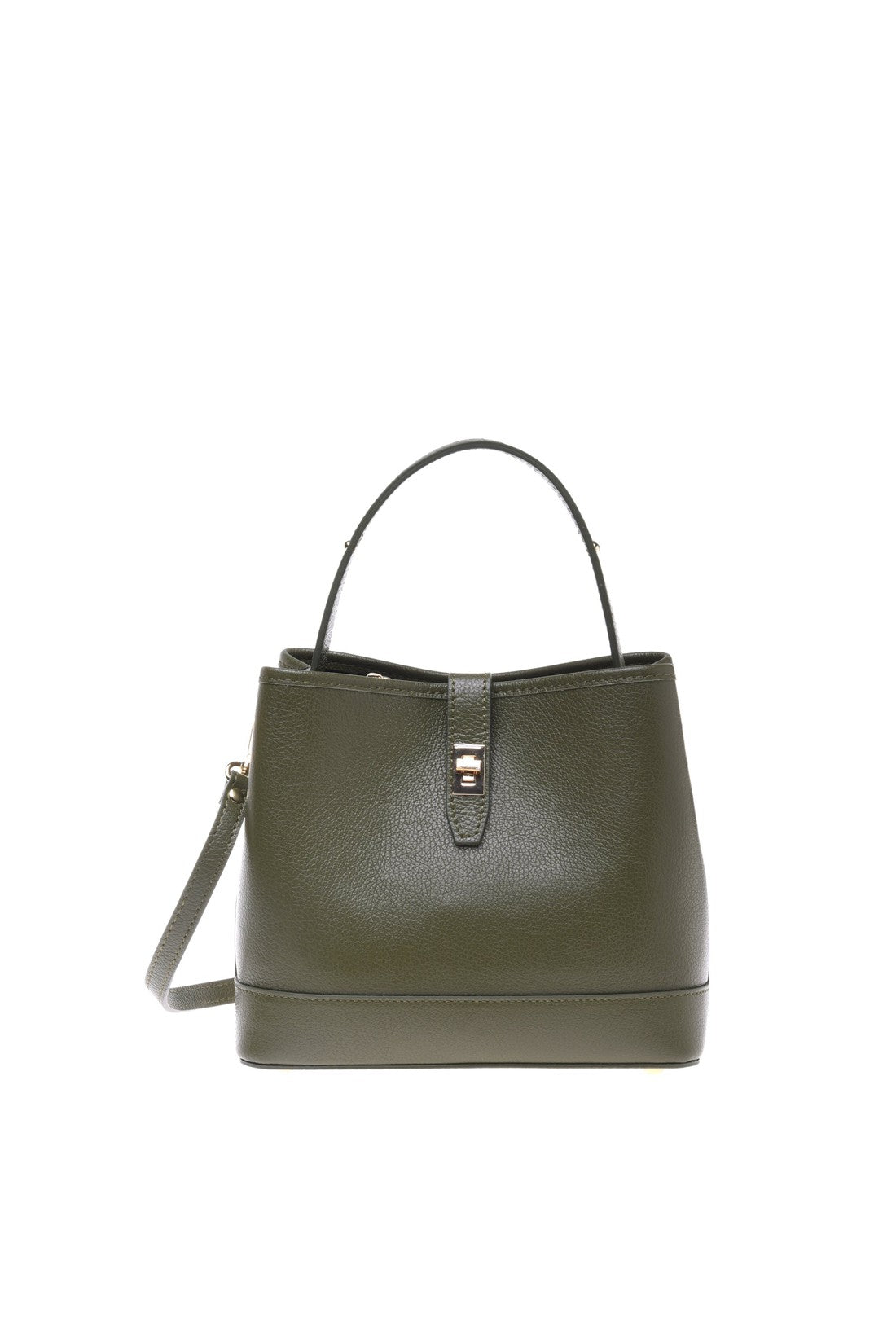 Olive green tumbled calfskin handbag