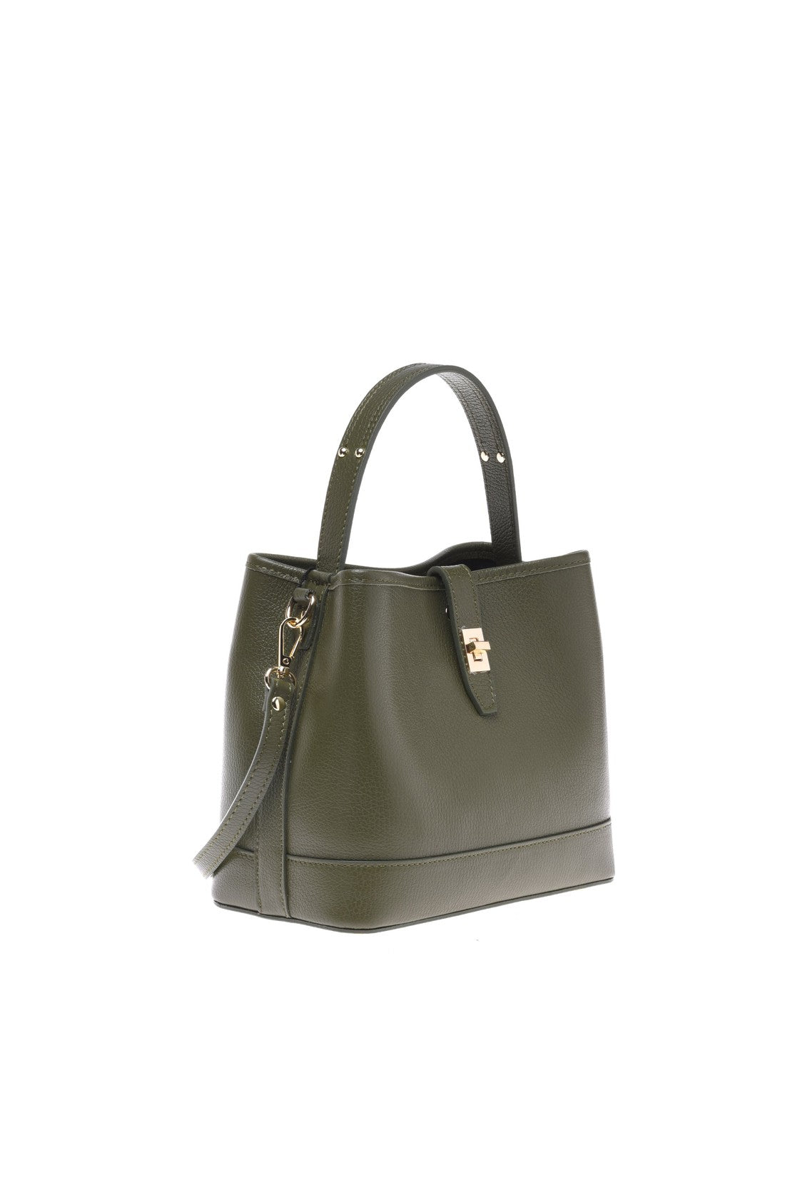 Olive green tumbled calfskin handbag