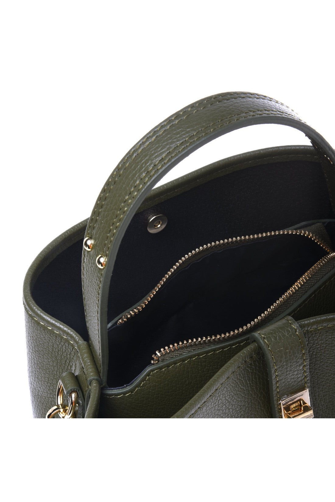 Olive green tumbled calfskin handbag