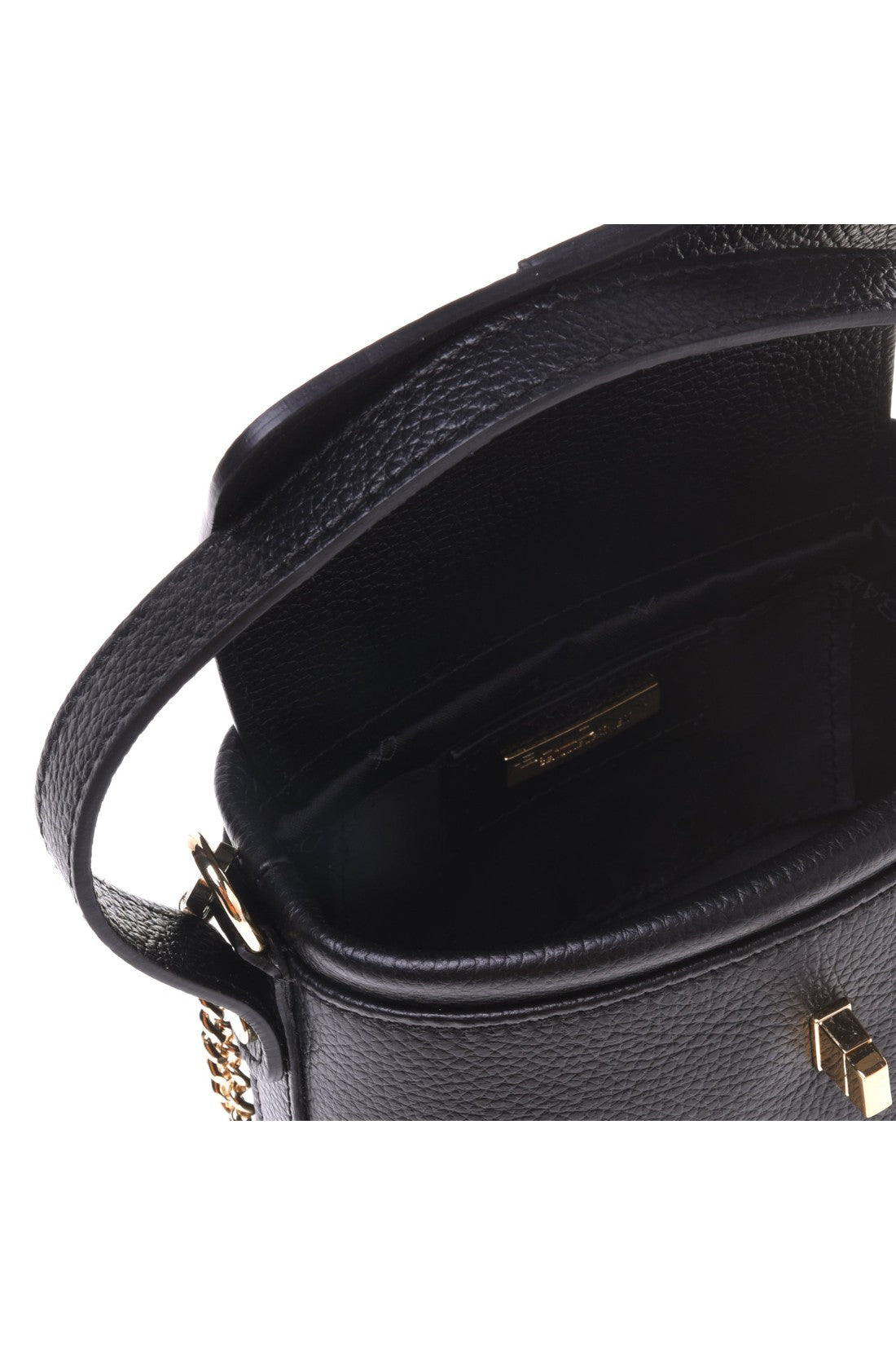 Black tumbled calfskin handbag