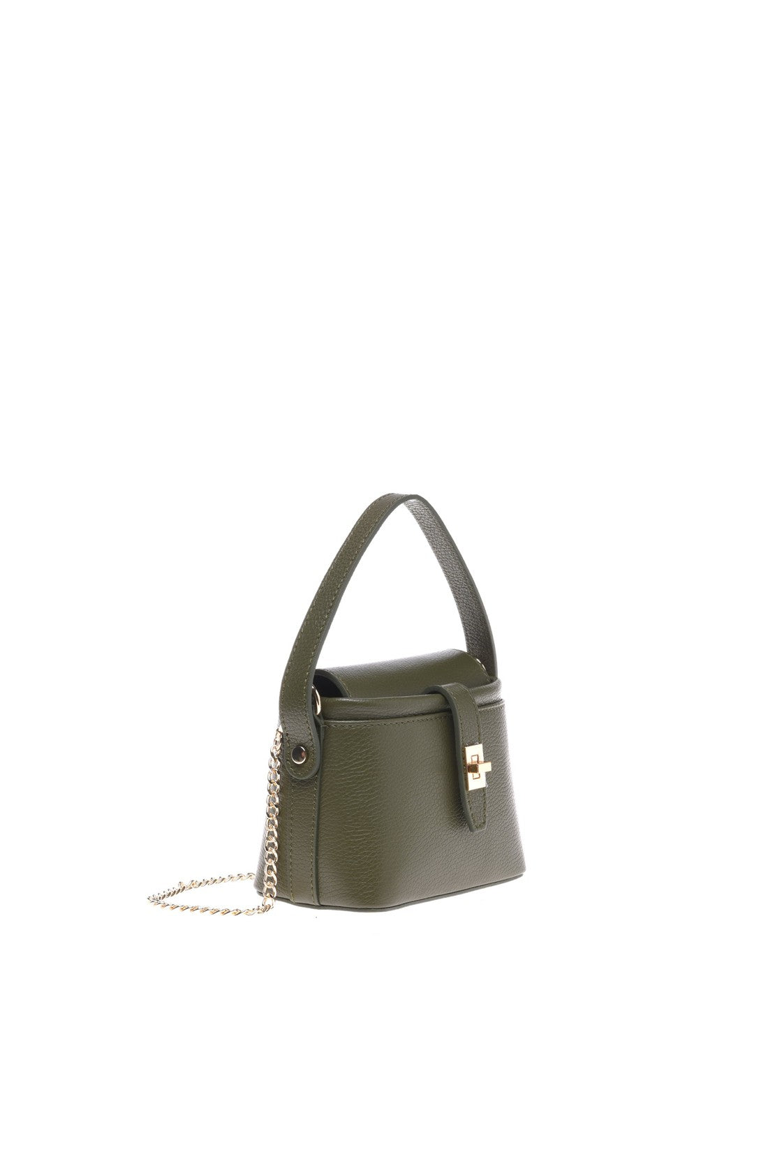 Olive green tumbled calfskin handbag