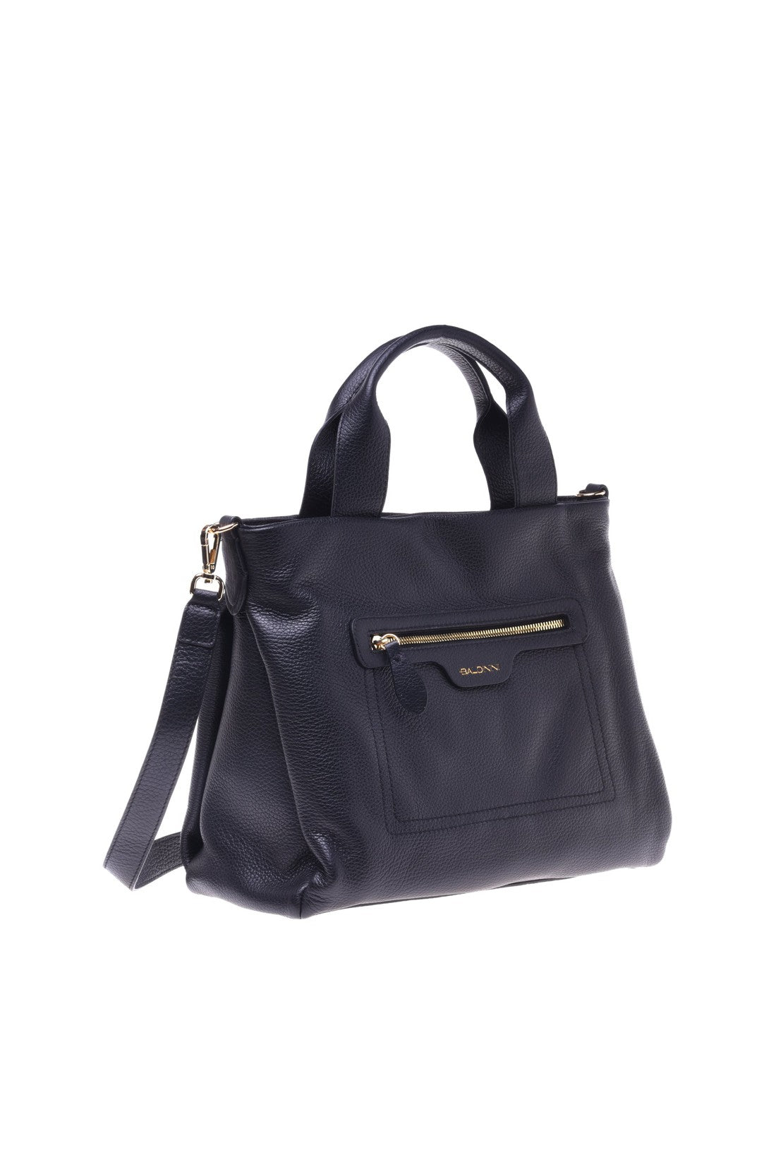 Black tumbled calfskin handbag