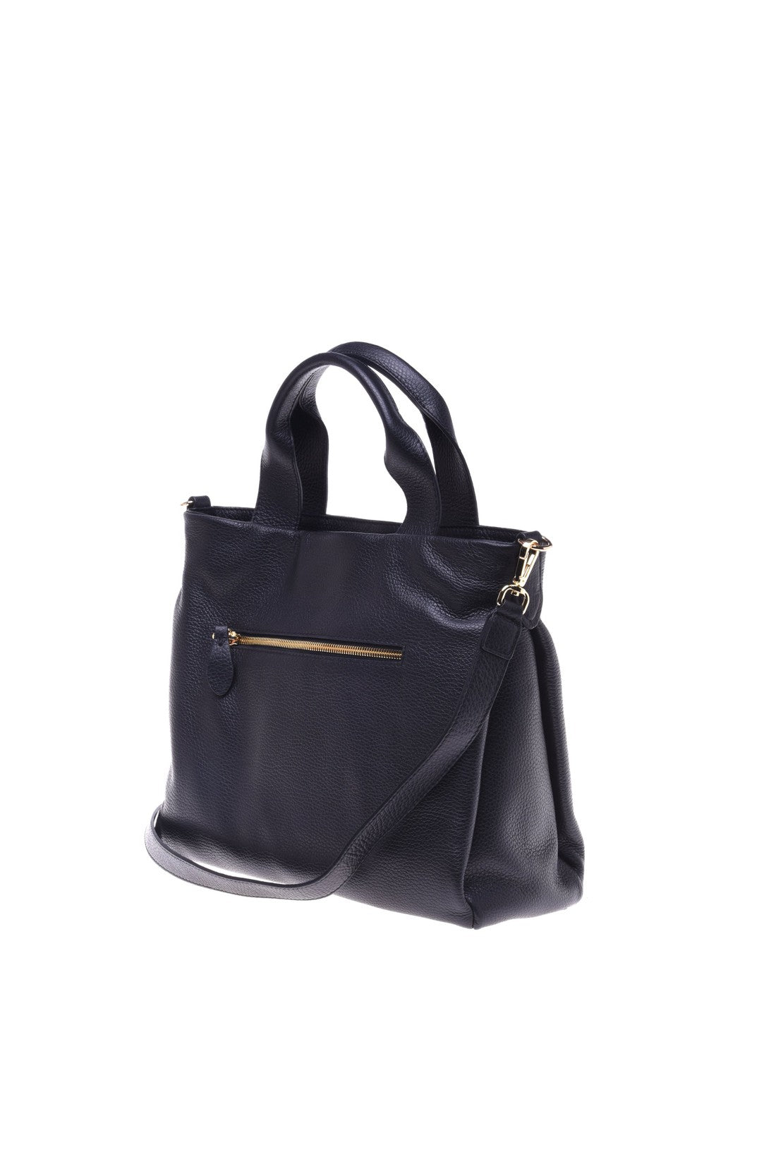 Black tumbled calfskin handbag