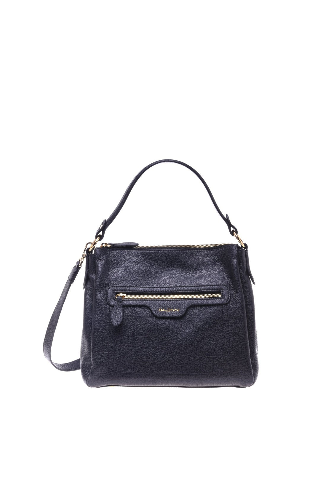 Black tumbled calfskin handbag