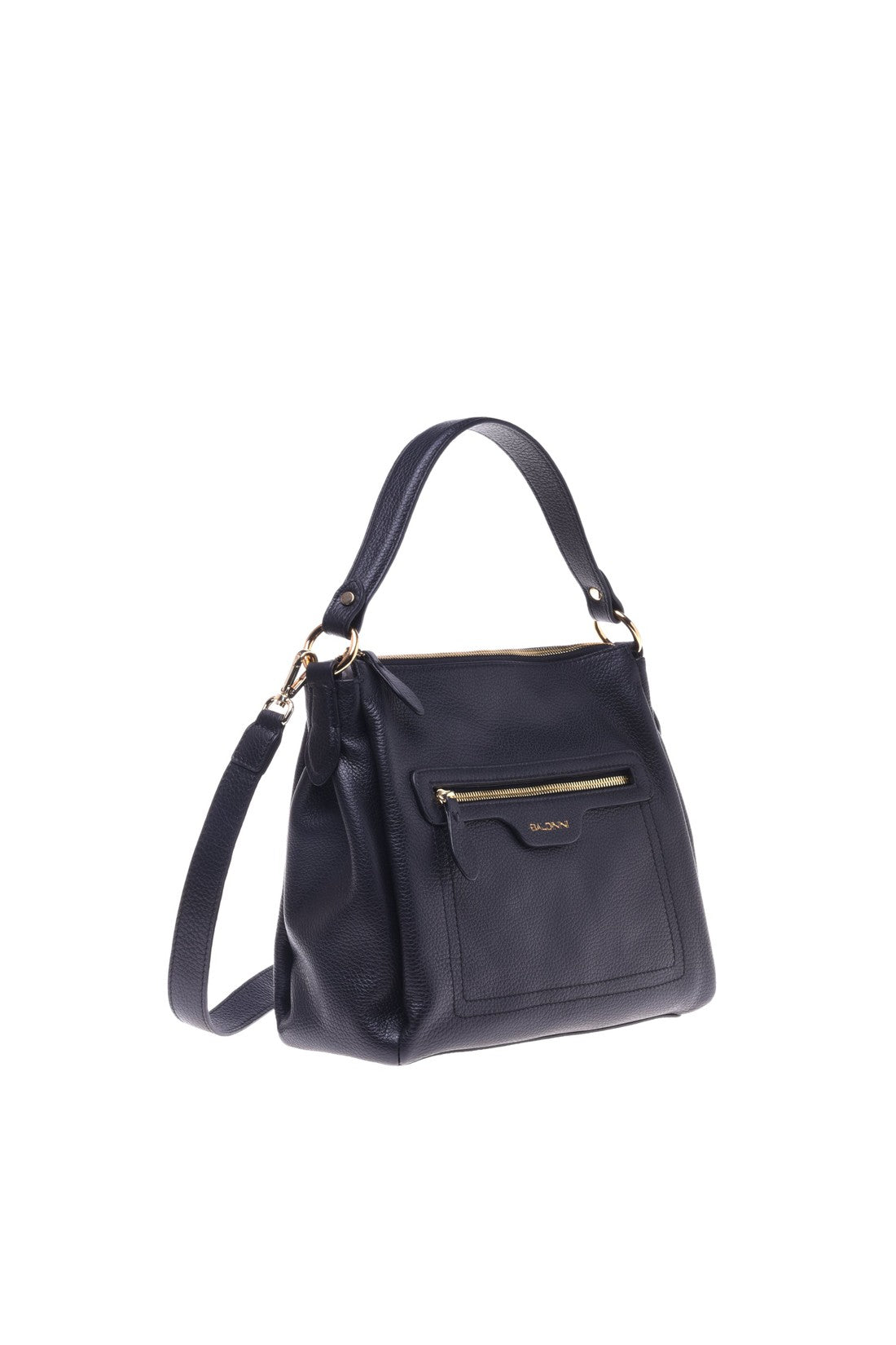 Black tumbled calfskin handbag