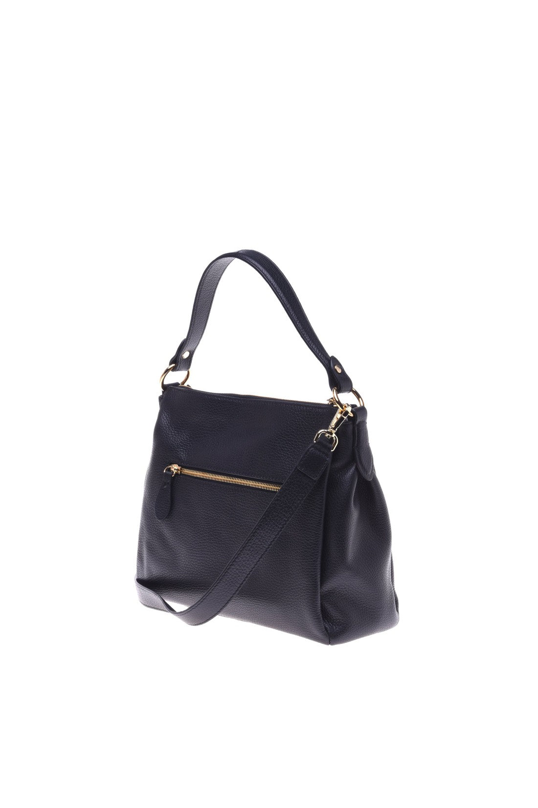 Black tumbled calfskin handbag