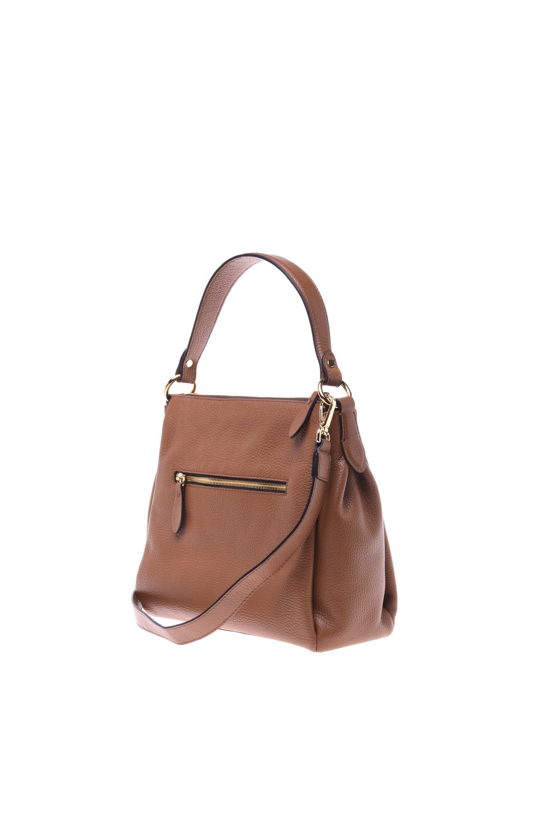 Tan tumbled calfskin handbag