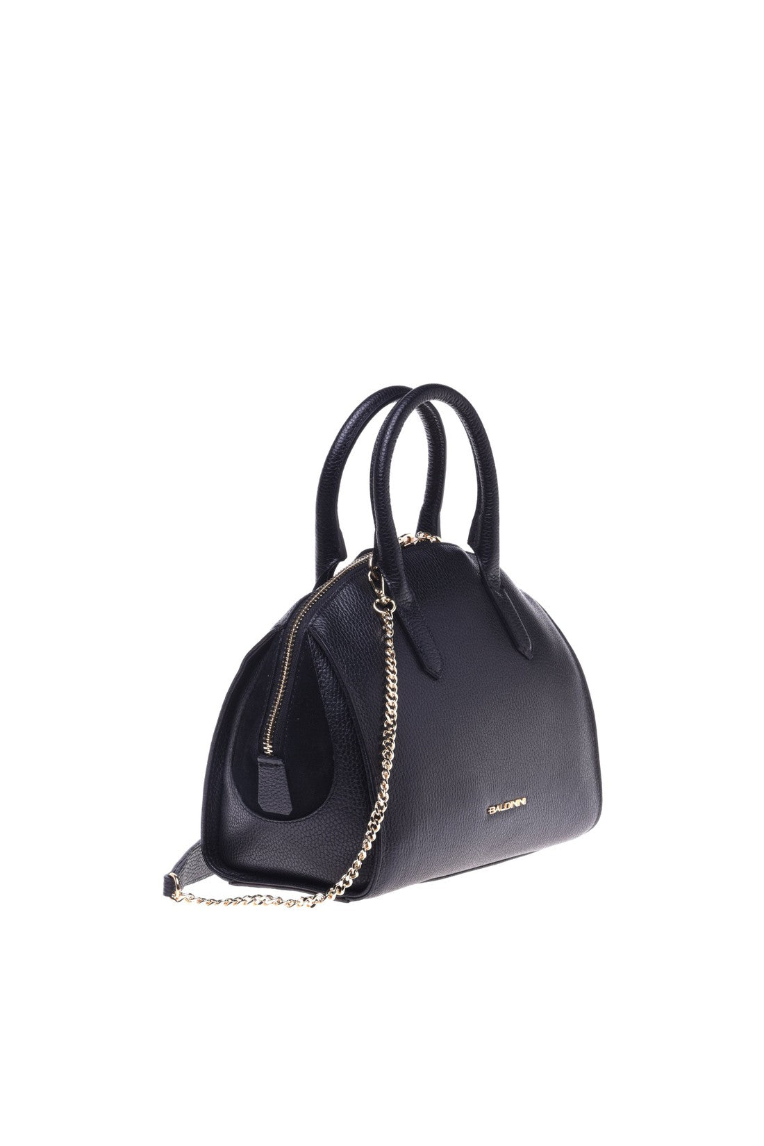 Black tumbled calfskin handbag