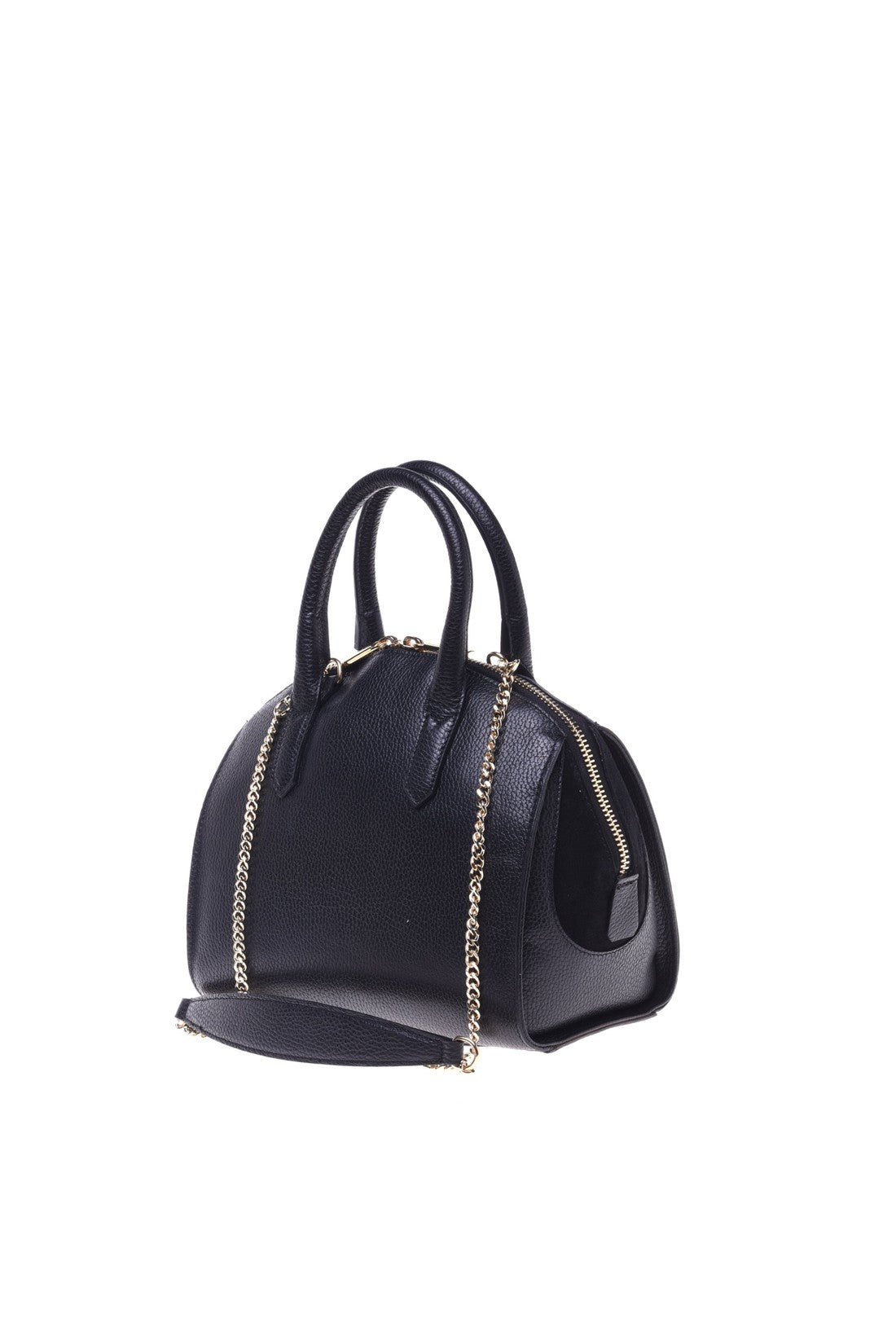 Black tumbled calfskin handbag