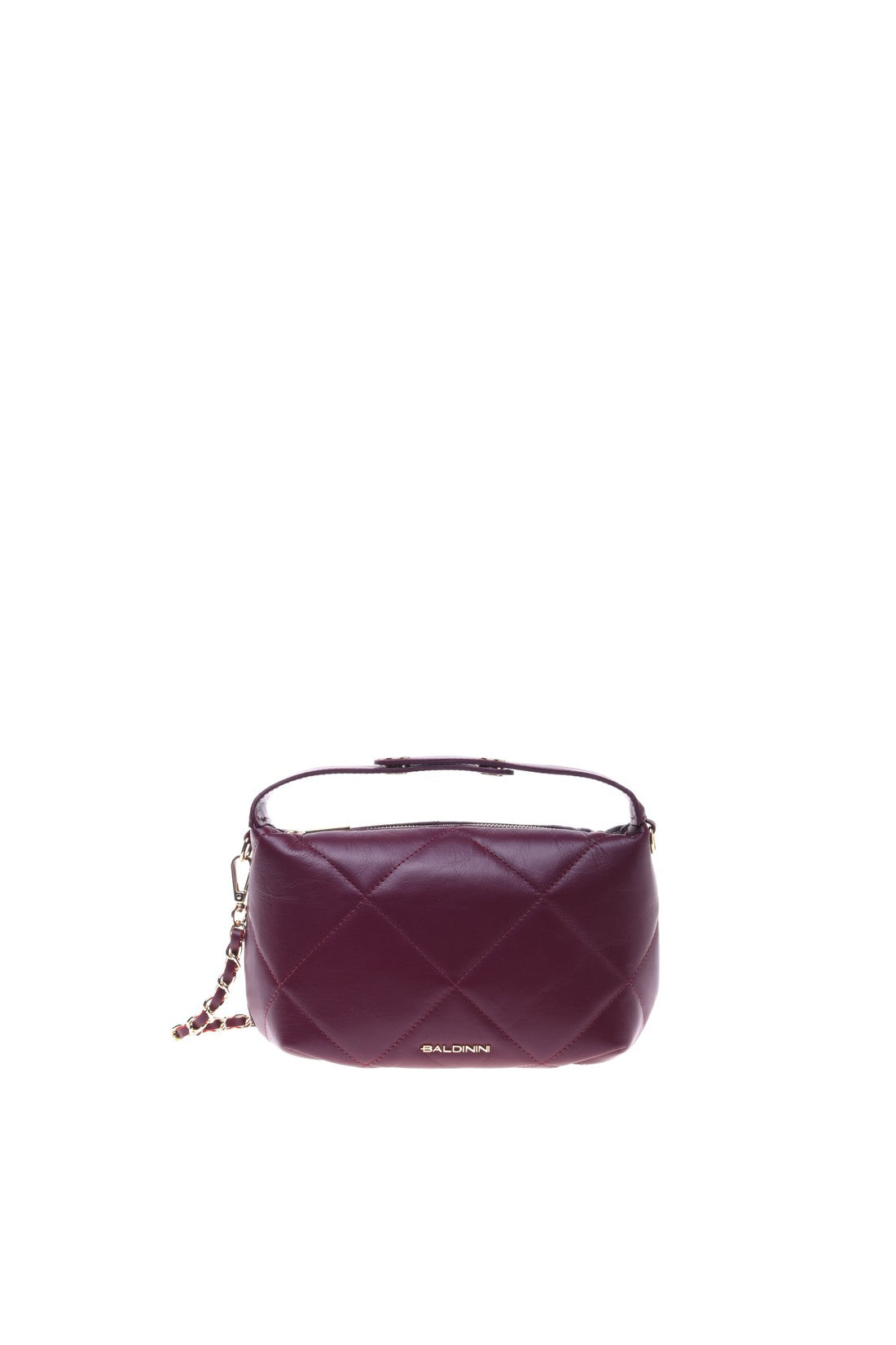 Burgundy quilted leather handbag