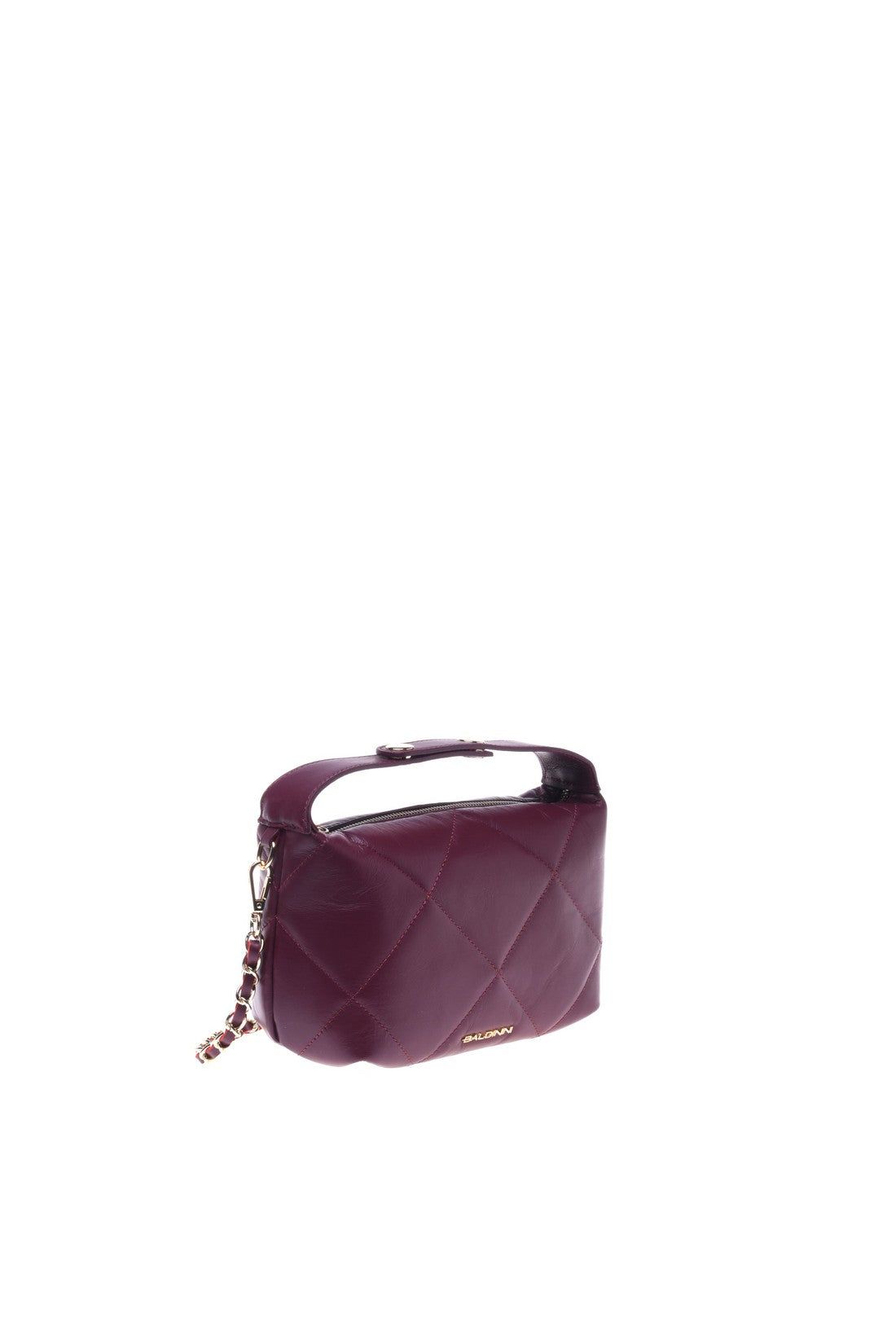 Burgundy quilted leather handbag