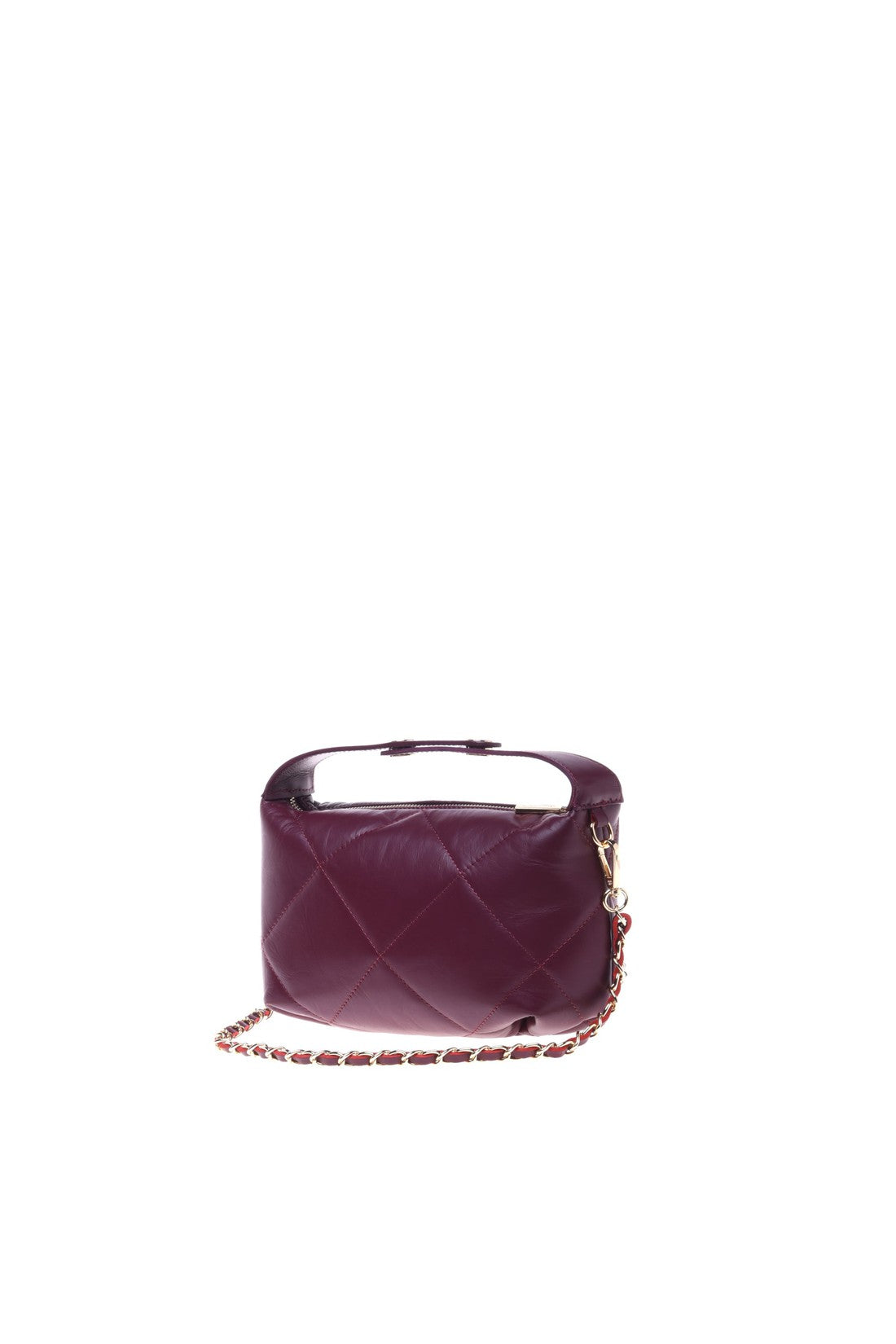 Burgundy quilted leather handbag