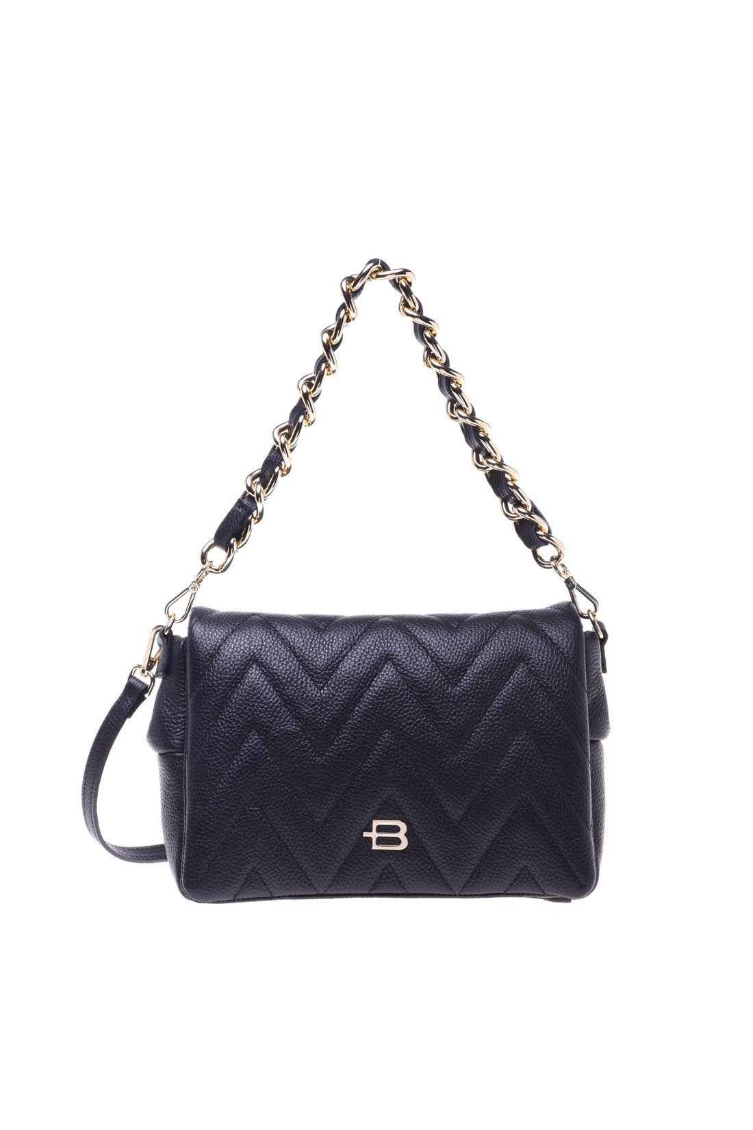 Shoulder bag in black quilted leather