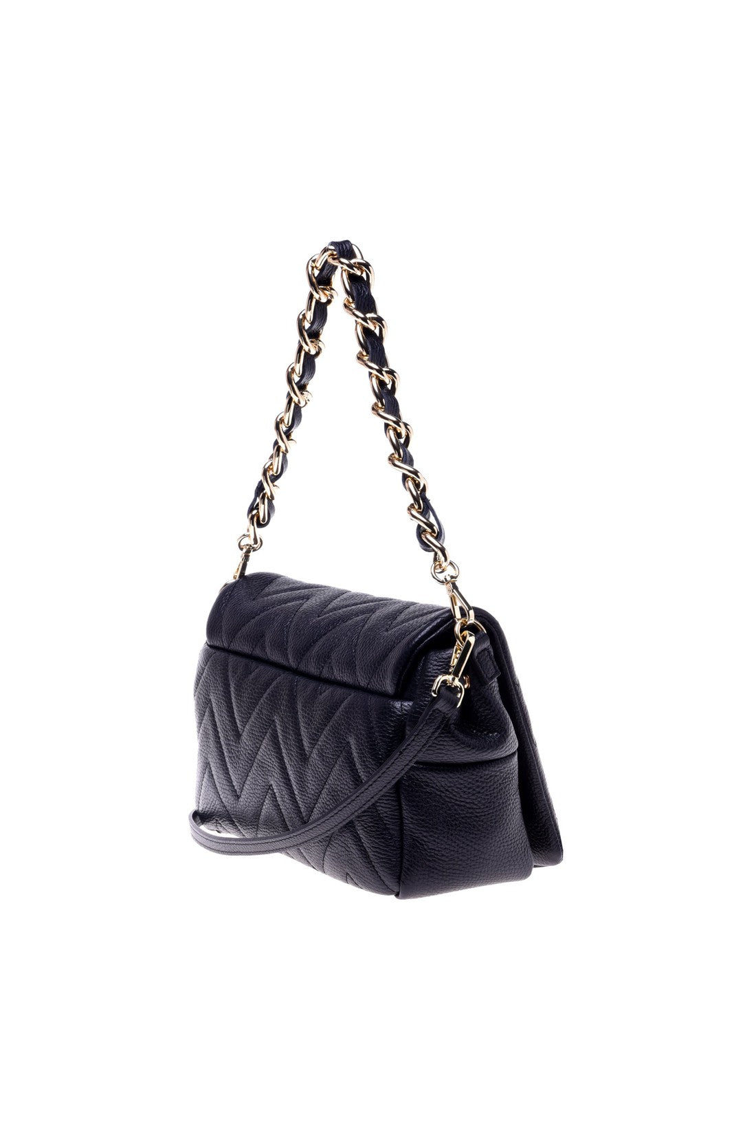 Shoulder bag in black quilted leather